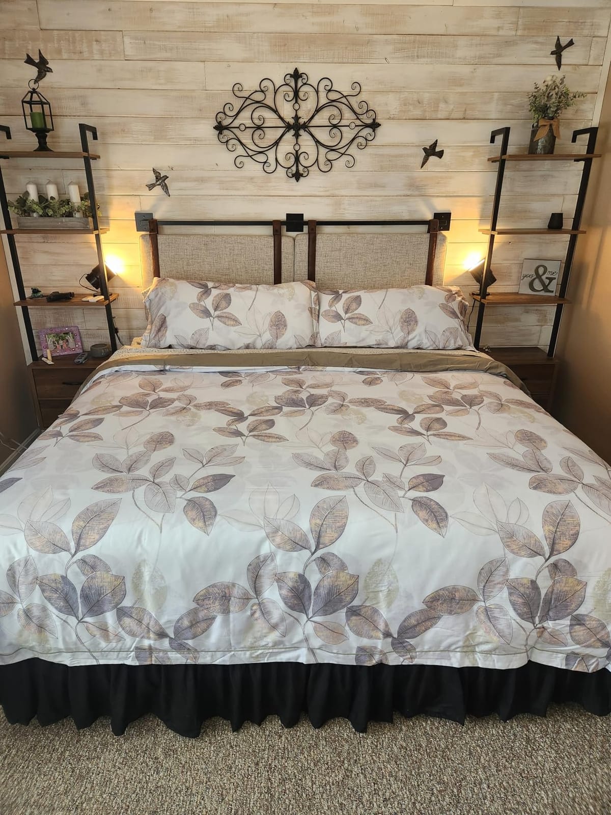 OAITE Queen Duvet Cover Set 3pcs 100% Cotton Blue Leaf customer photo 1