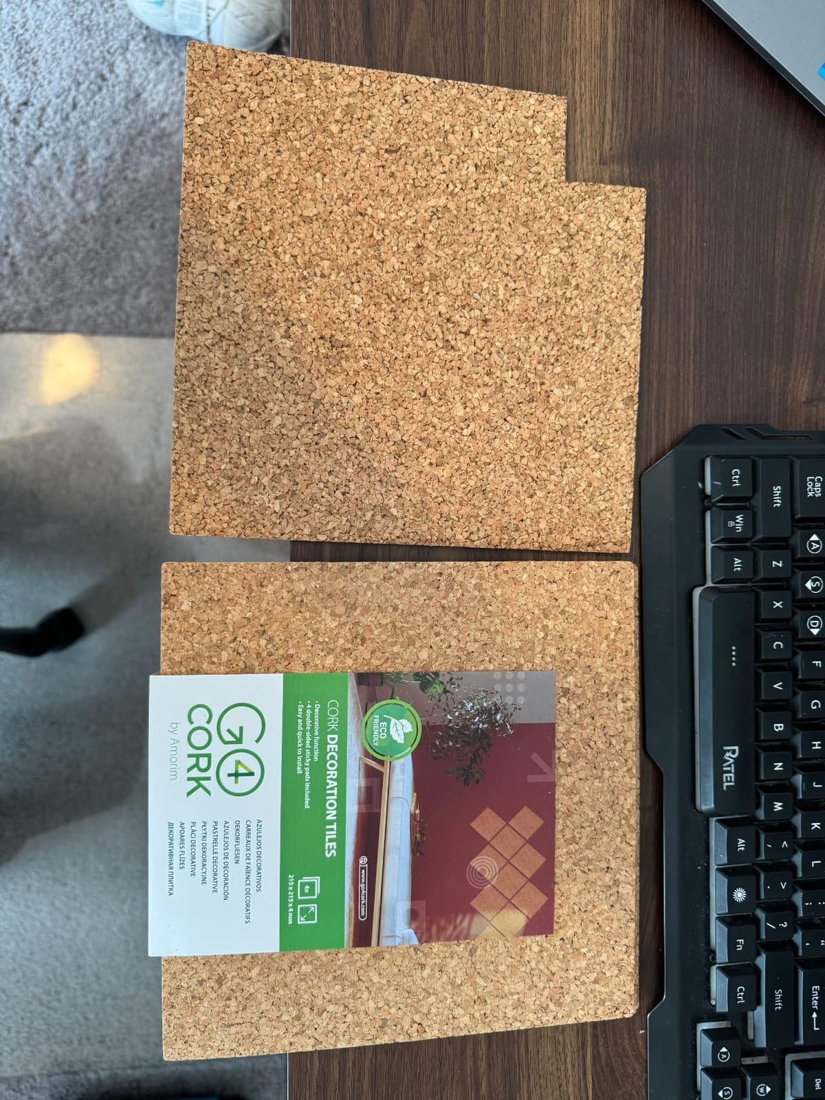 Go4Cork Square Cork Tiles - 4 Pack, 8.5 x 8.5 x 5/32 inch customer photo 1