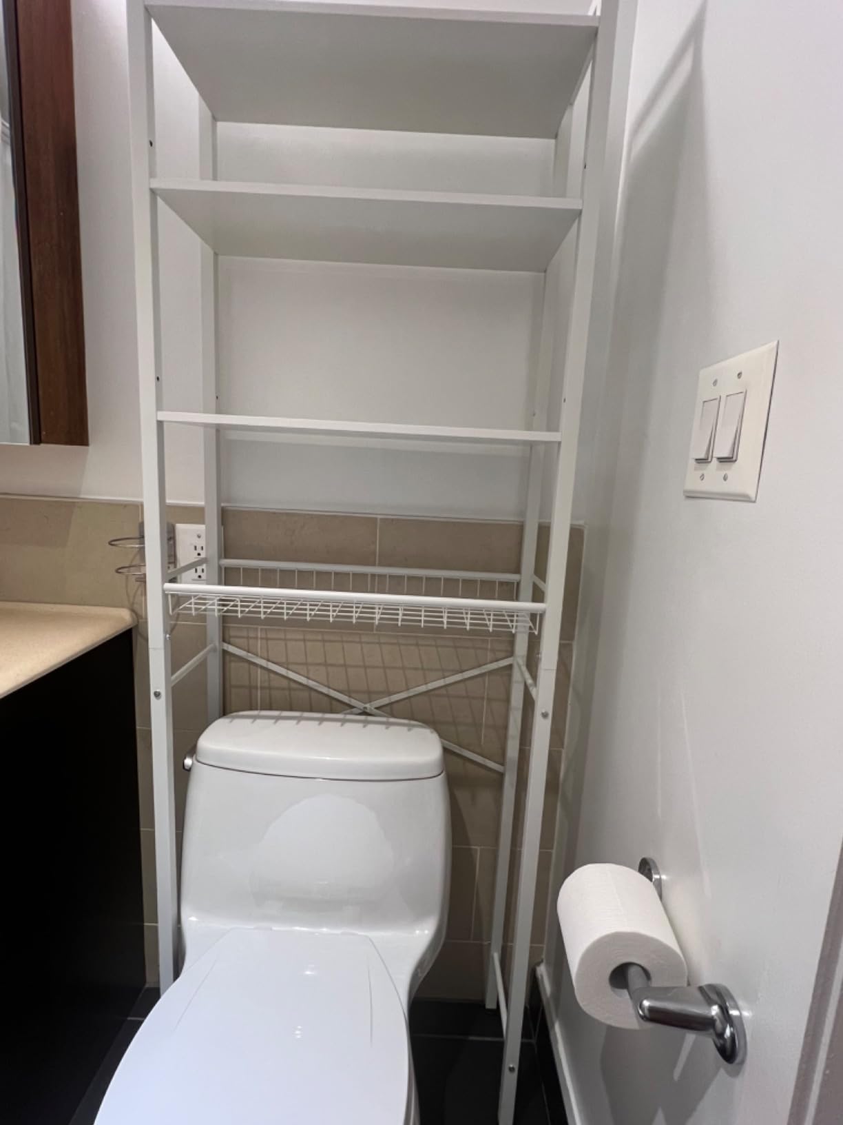 Kalrin Over-The-Toilet Storage Rack, 4-Tier Bathroom Organizer Shelf Over Toilet with Adjustable Shelf and Basket, Freestanding Space Saver Bathroom Shelves Above Toilet for Room (Pure Black) customer photo 1
