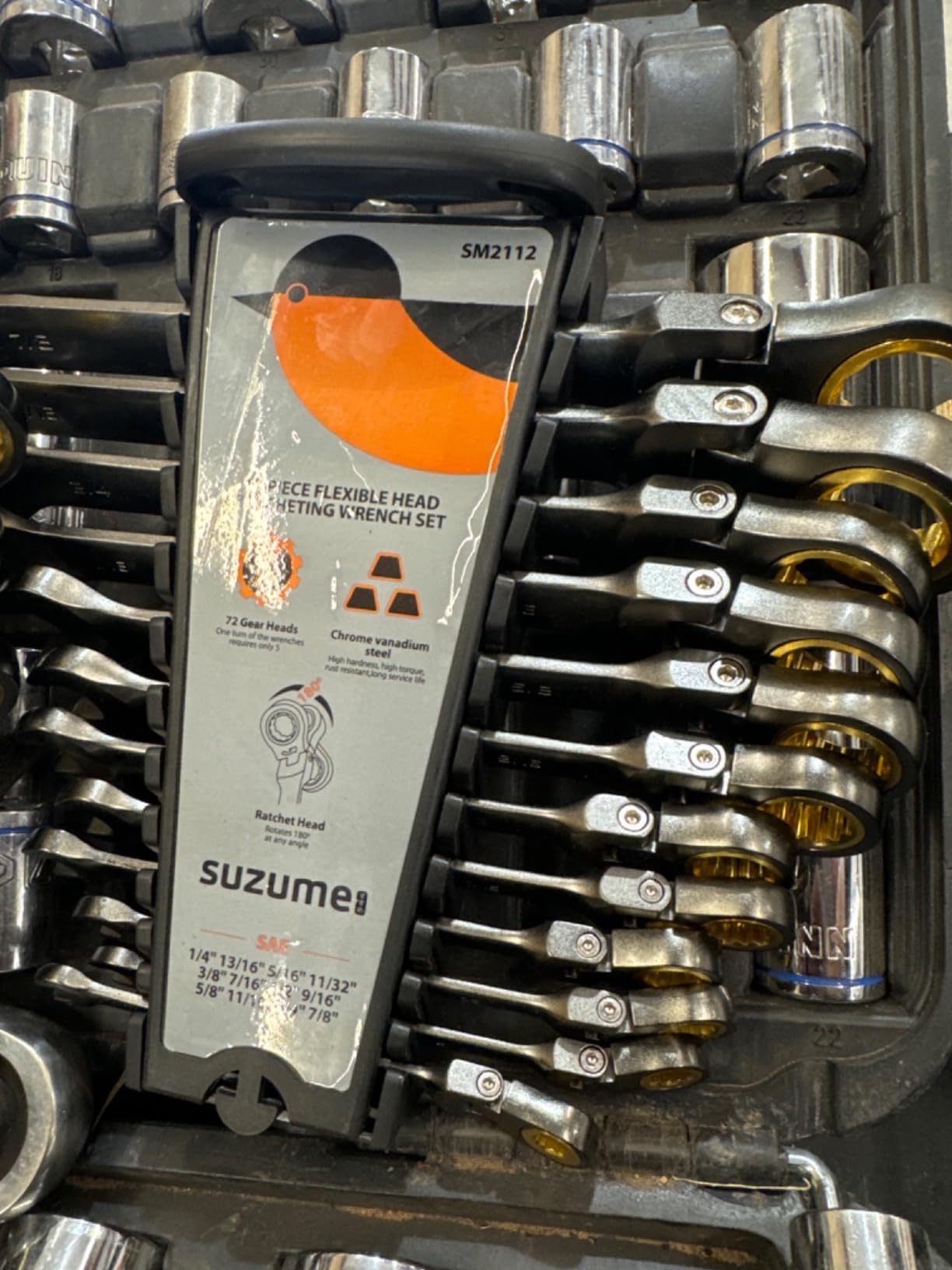 SUZUME 24-piece Flex Head Ratcheting Wrench Set Metric & SAE 180° flexible customer photo 1