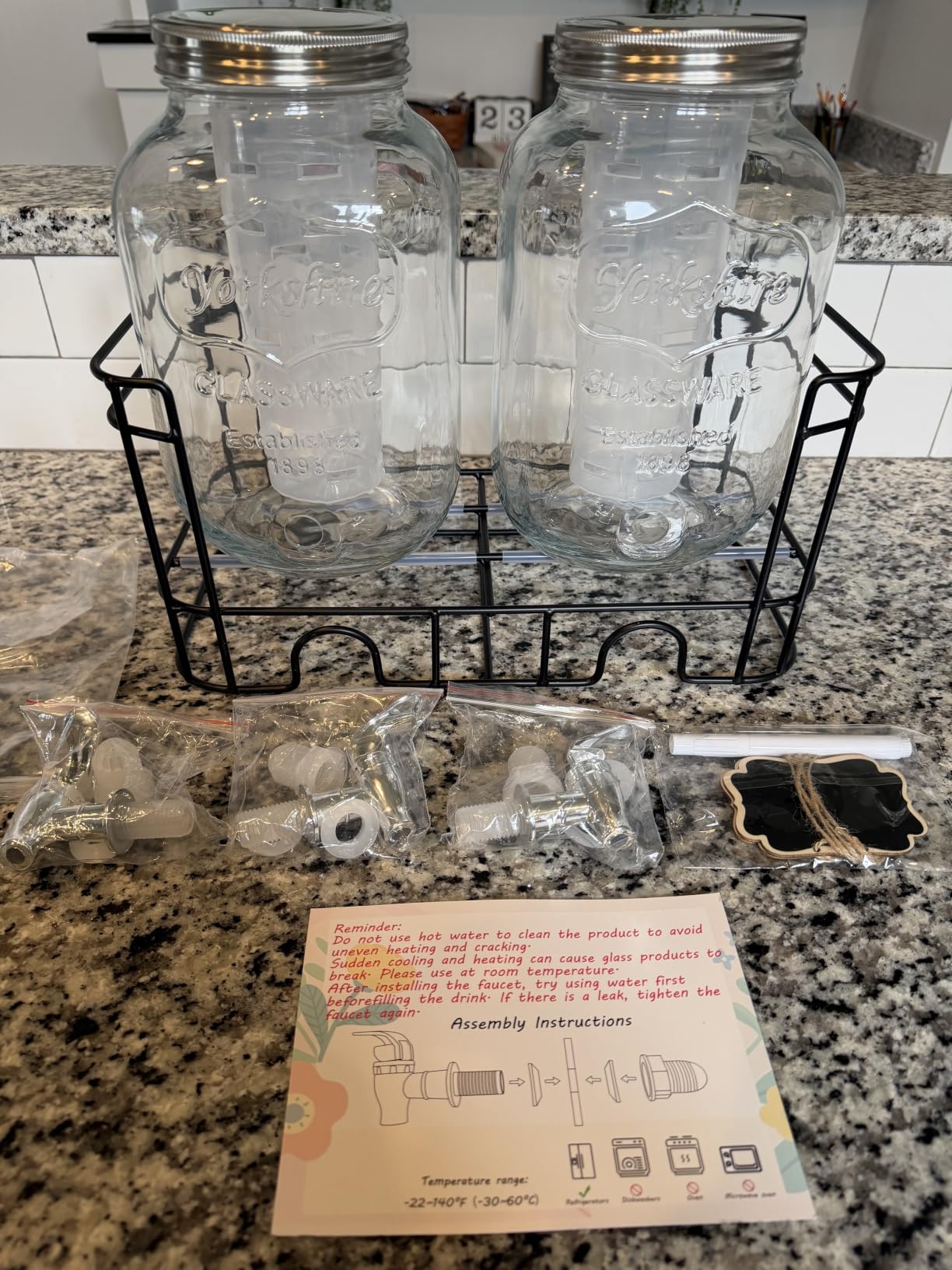 1 Gallon Glass Drink Dispensers For Parties-Set of 2,Leak-Proof Spigot customer photo 2