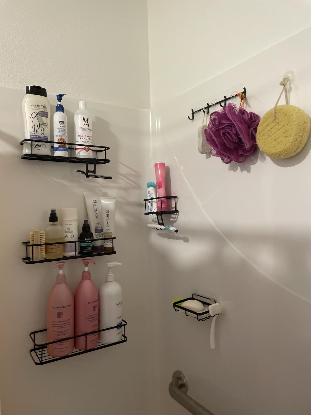 YASONIC Shower Caddy Adhesive, Rustproof Shower Organizer with Soap Holder, Large Capacity Shower Shelves for Inside Shower, No Drilling Bathroom Organizers and Storage for Home Decor 6 Pack Black customer photo 1