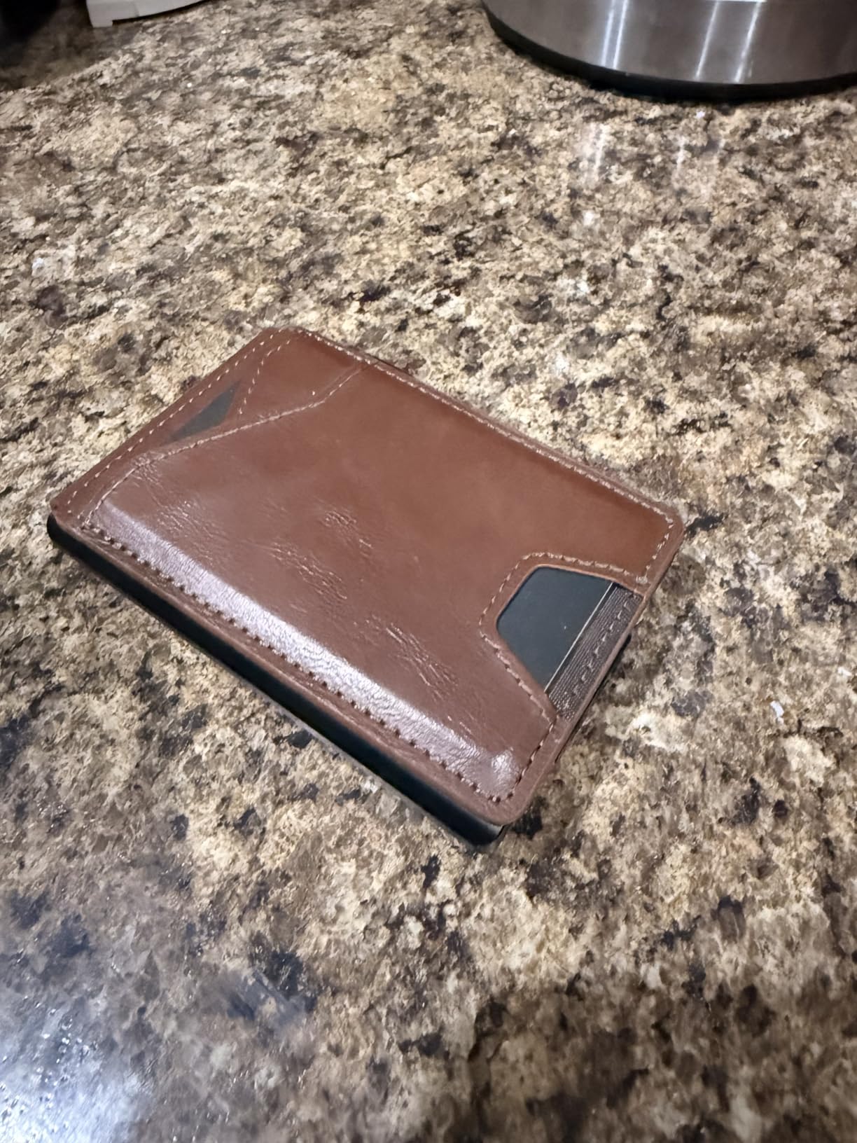 typecase Tactical Wallet for Men Card Holder: Pop Up Card Case, Genuine Leather, Smart, RFID Blocking, Slim, Minimalist, Thin, Front Pocket - 9-13 Card Capacitiy, ID Window, Money Clip (Brown) customer photo 2