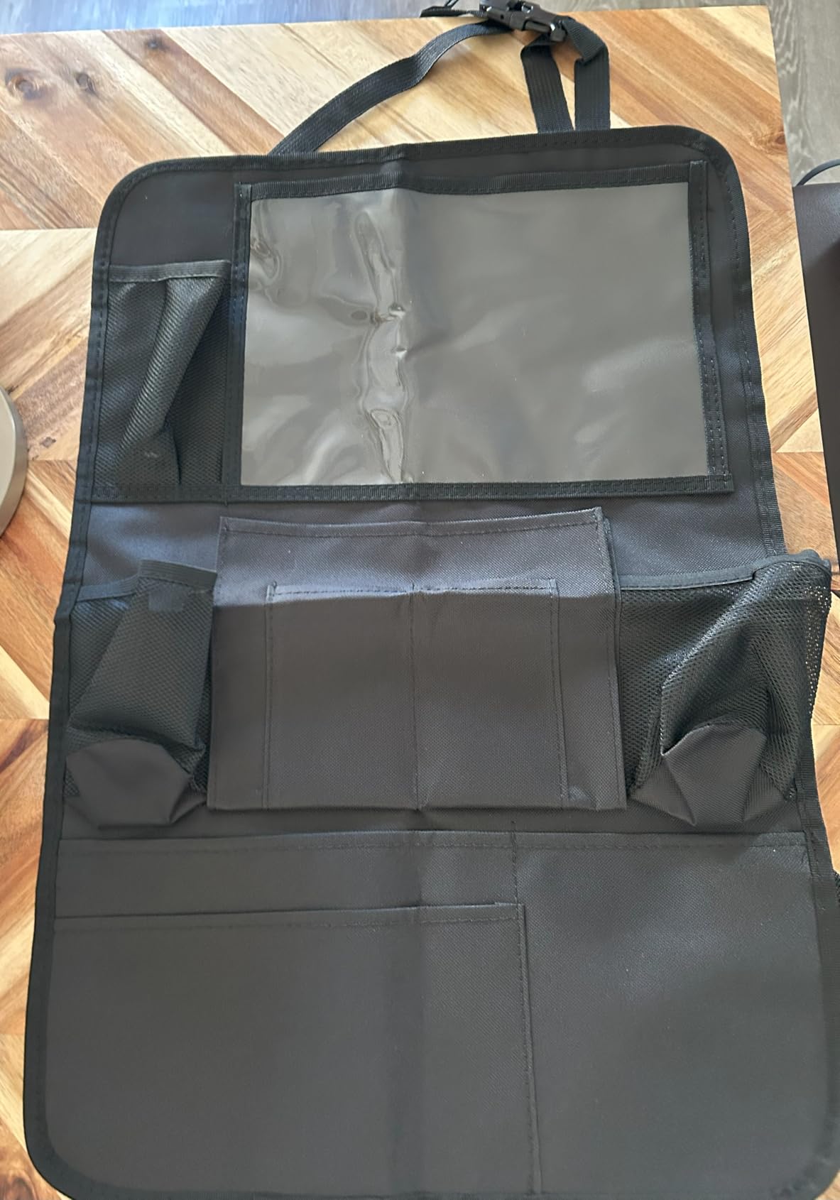 Car Backseat Organizer with Table Tray(2-Pack) 9 Storage Pockets Backseat Car Organizer and storage with Tablet Holder, Kick Mats Back Seat Cover for Kids family Road Trip Essentials Travel customer photo 2
