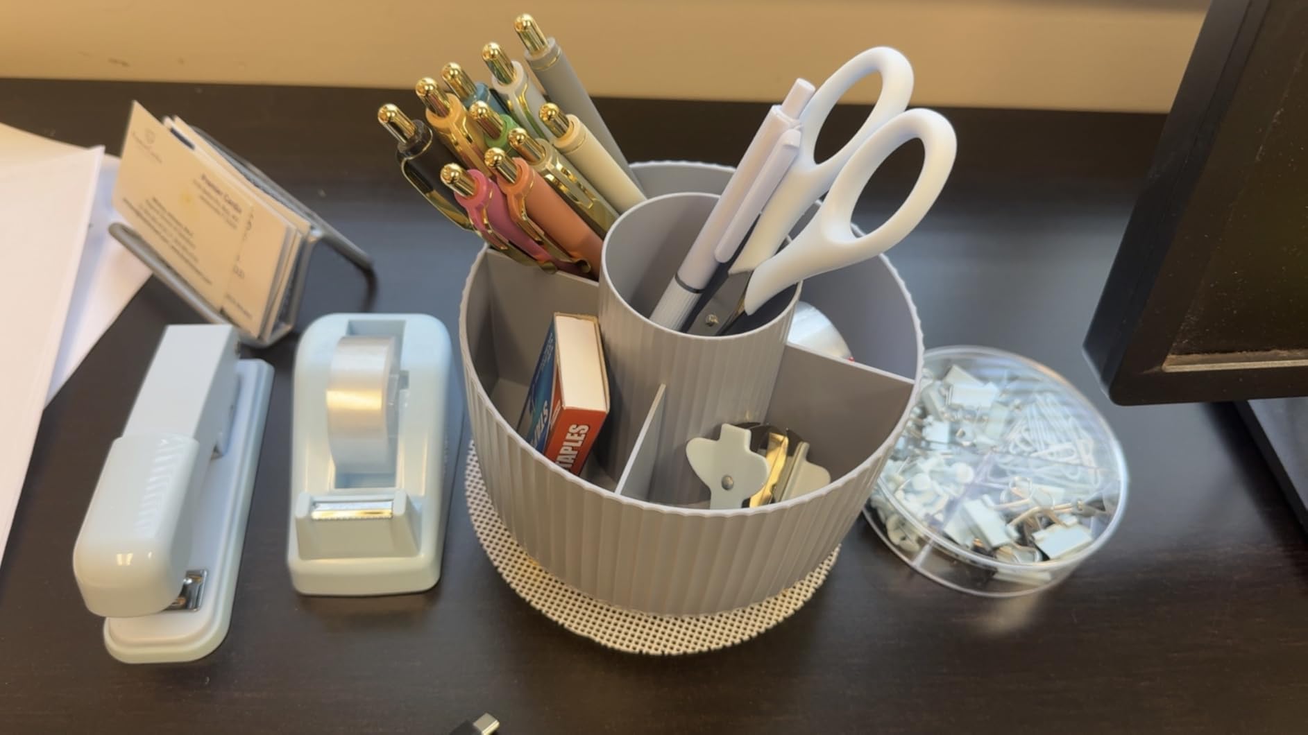 SKYDUE Black Office Supplies with Pencil Holder,Desk Accessories 11PCS customer photo 1