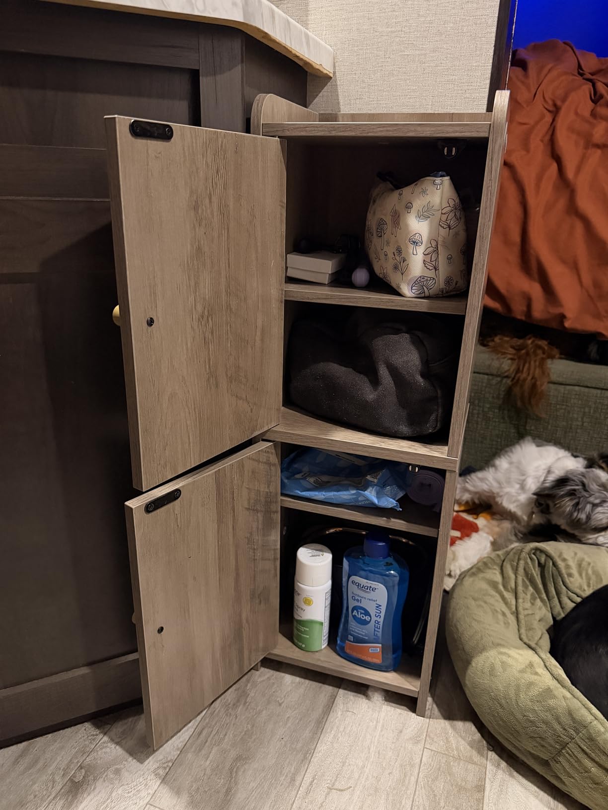 Hzuaneri Bathroom Storage Cabinet, Small Corner Floor Cabinet with 2 Doors customer photo 1