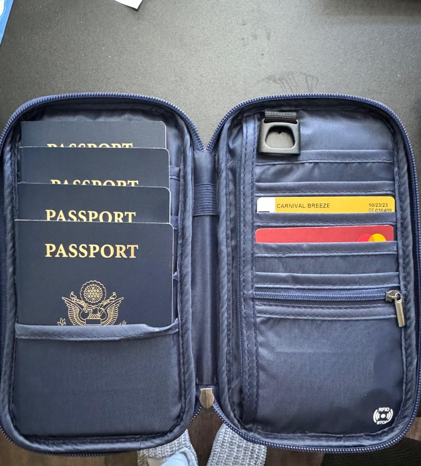 RFID Family Passport Wallet Holder Waterproof, Travel Document Organizer Credit Card Clutch Bag for Men Women (RFID Leaf) customer photo 1