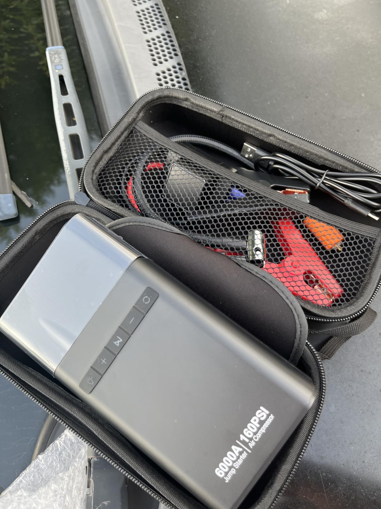 6000A Portable Car Battery Jump Starter with Air Compressor 160PSI | 99Wh Car Battery Jumper Starter Portable (All Gas 12L Diesel) 12V Jump Box with Jumper Cables, Tire Inflator&Light&Power Bank customer photo 1