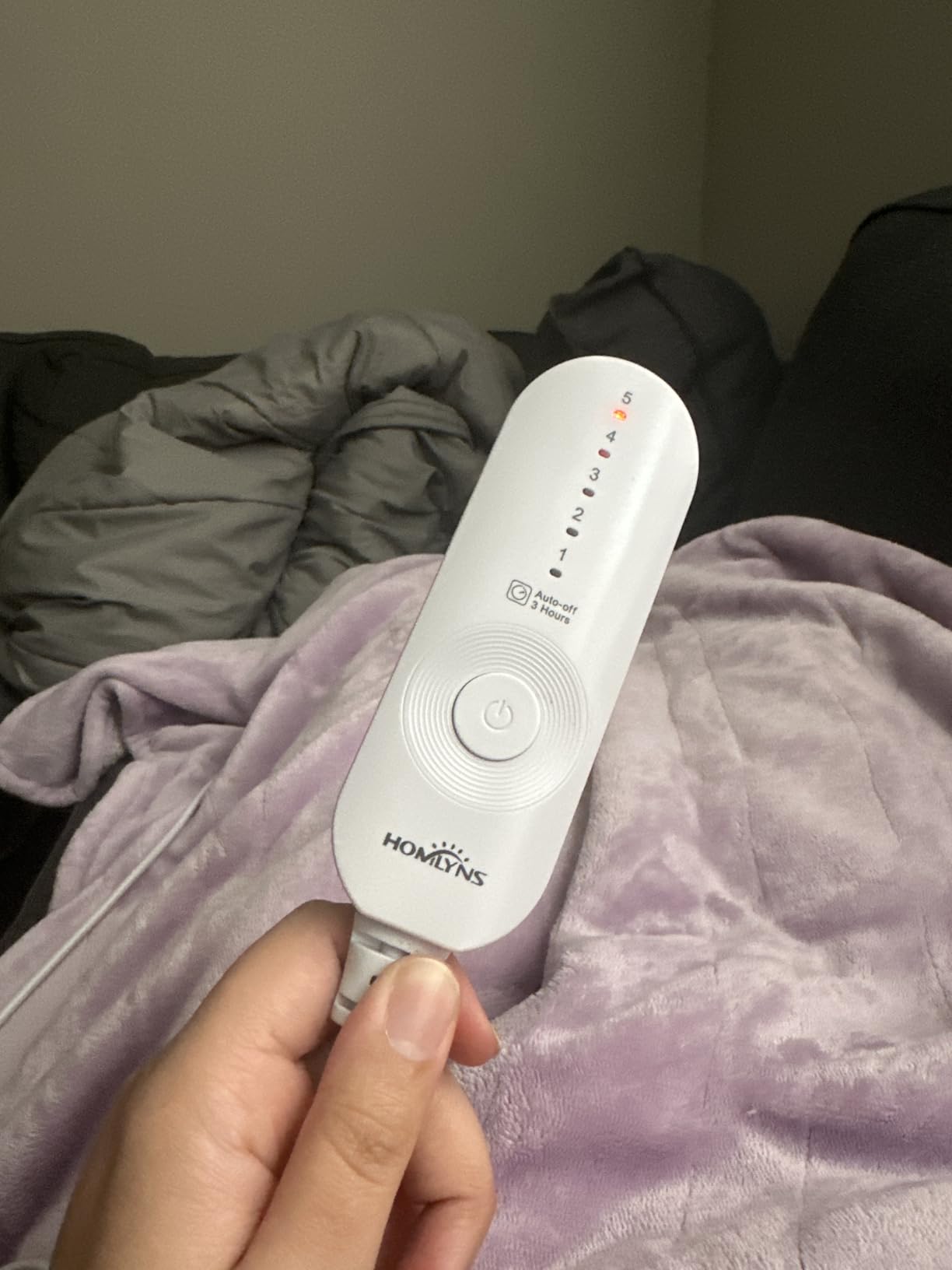 HOMLYNS Heated Throw Blanket, 5 Heat Settings & 3 Hours Timer, Purple customer photo 1