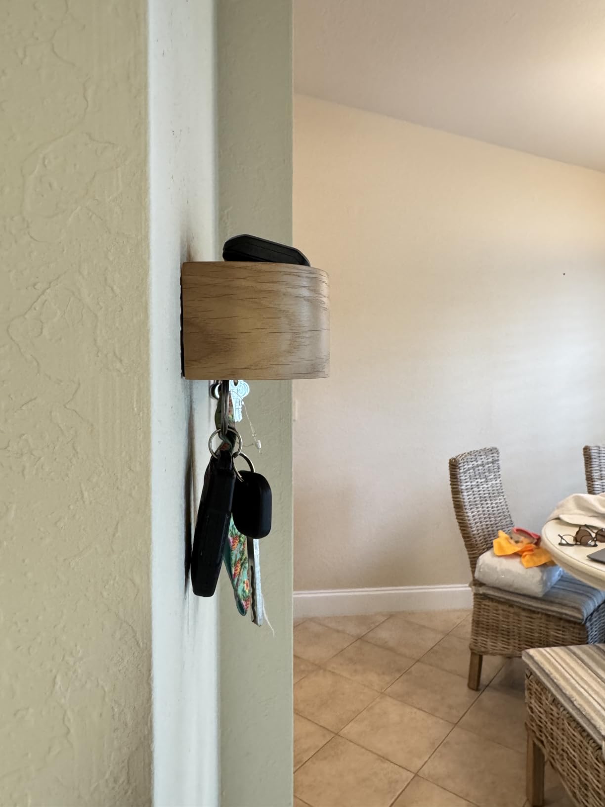 Kazai. Key Holder 'Toke' | Minimalist Key Hook Design from Berlin | Modern Key Holder Wall Mount with Wooden Shelf | Key Rack for Wall as Entryway Organizer | Walnut customer photo 1