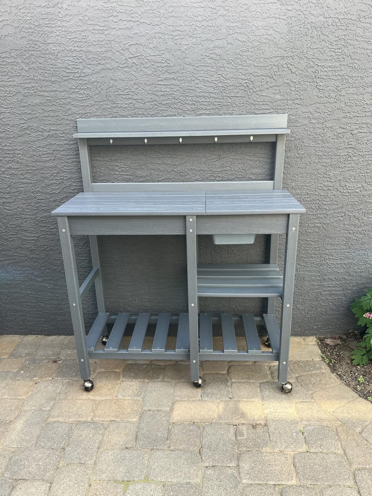 SERWALL Outdoor Potting Bench with Removable Sink,Gardening Table,Brown customer photo 1