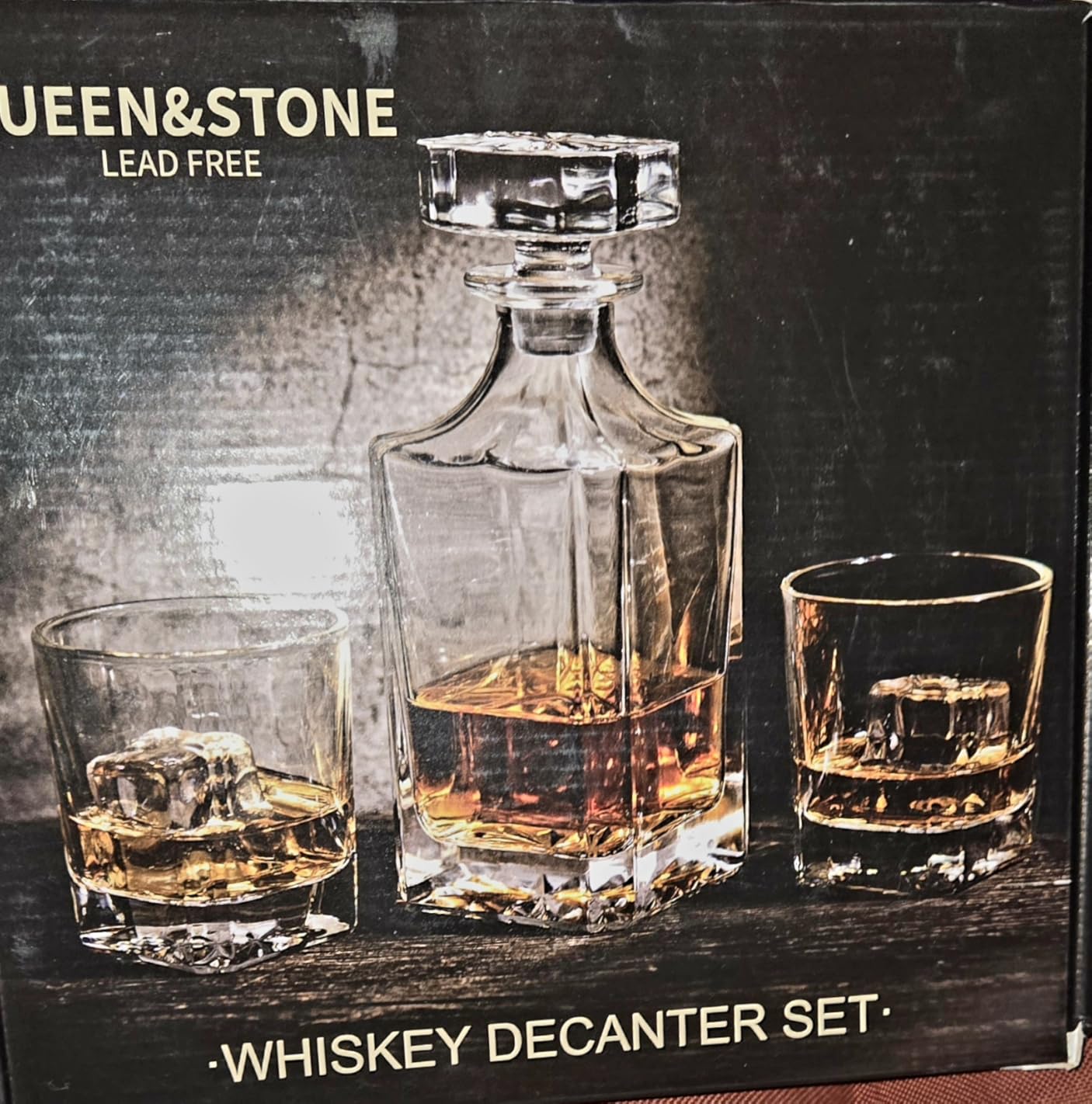 Square 25Oz Whiskey Liquor Decanter Set With 2 Glasses in Box customer photo 1