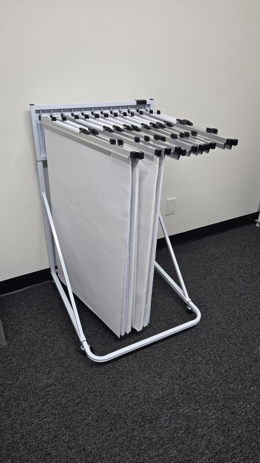 VEVOR Mobile Blueprint Storage Rack, Plan Holder with 12 Pivot Brackets, Mobile Blueprint Holder Adjustable Height & Length, Poster Display Rack for Office and Home (Rack Only Without Clamps) customer photo 1