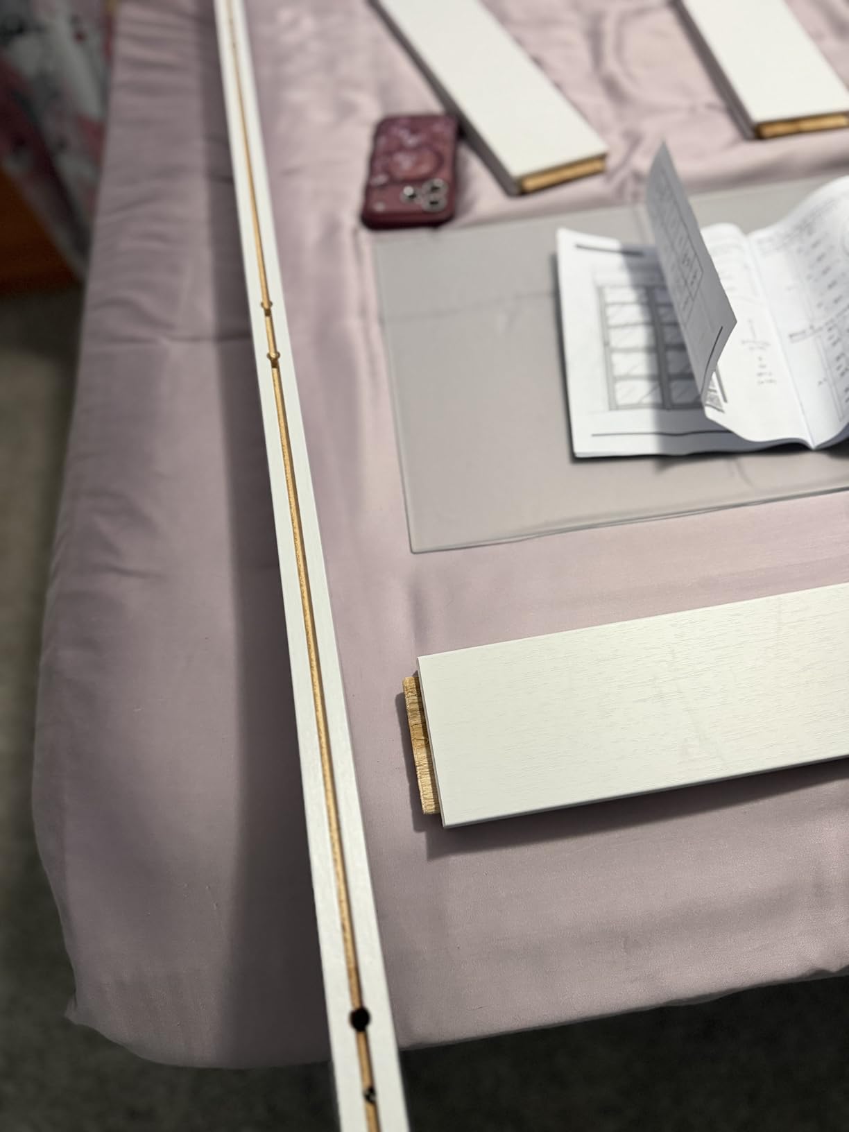 Finosen Bypass Sliding Closet Door Slab, 60 x 80 in (Double 31 inch), 5-Lite Frosted Glass, Barn Door with Hardware Kit Included, Need to Assemble, MDF with PVC Surface, White customer photo 1