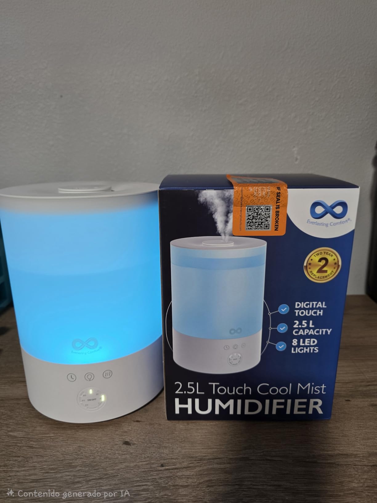 Everlasting Comfort 2.5L Top Fill Humidifier for Bedroom - 28dB Ultra-Quiet, Easy to Fill & Clean, 24HR Runtime, Night Light, Timer, Ultrasonic Cool Mist, Auto Shut-Off for Indoor Use customer photo 2