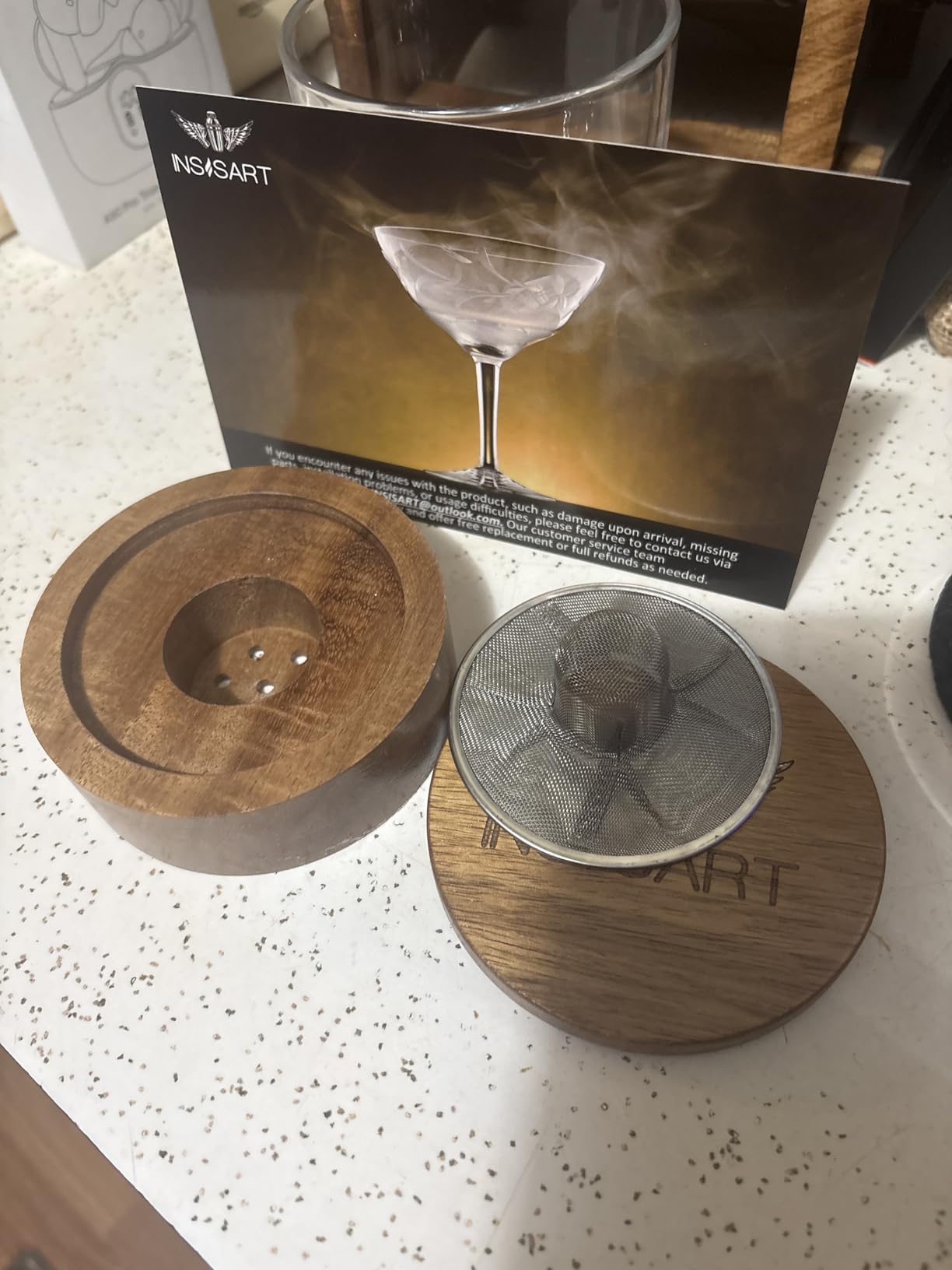 INSISART Whiskey Smoker Kit, Old fashioned Smoker Kit with Barrel,Charred customer photo 2