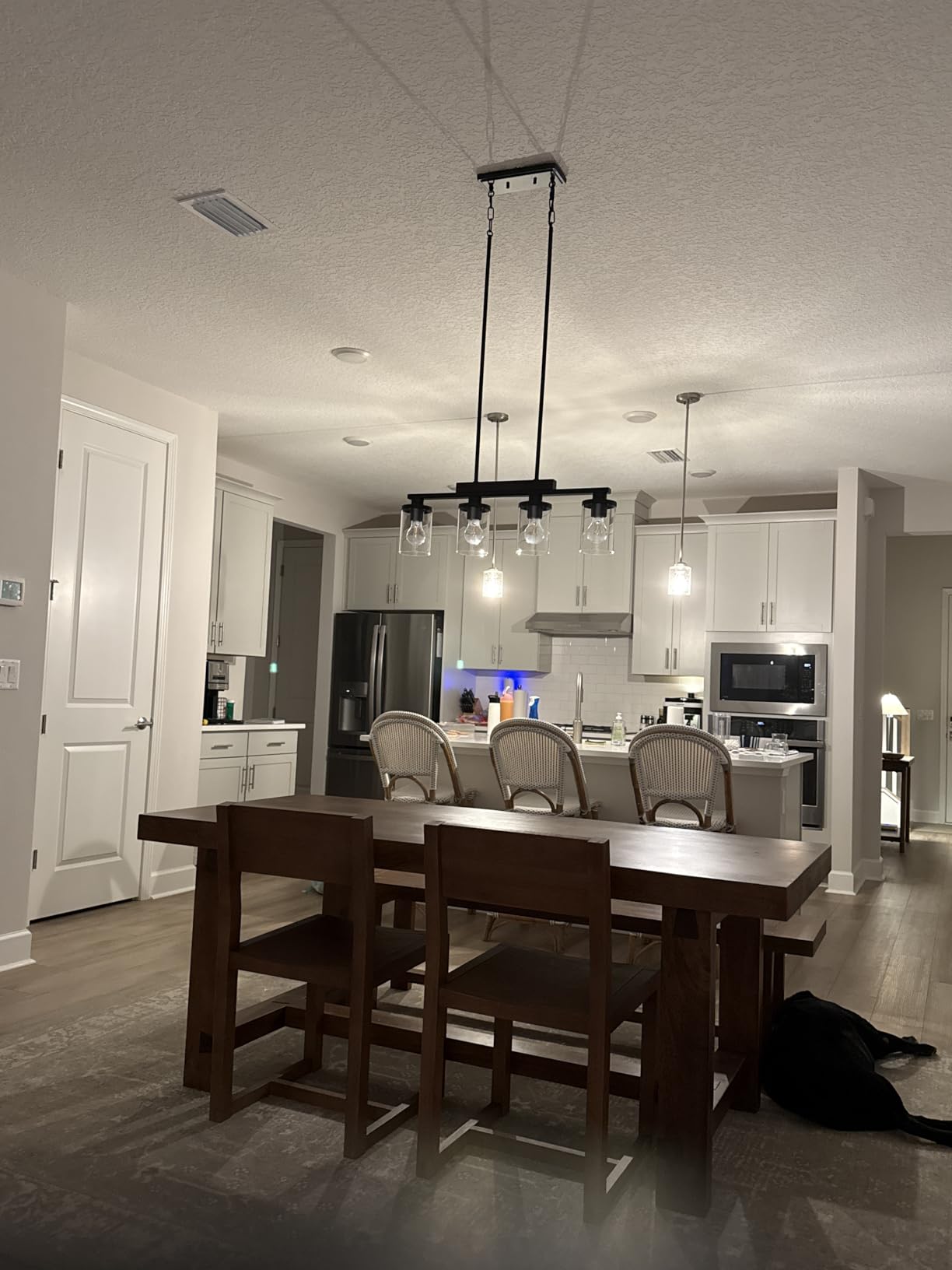 Farmhouse Chandelier 6-Light Dining Room Light Fixture Over Table Kitchen Island Lighting Rustic Chandeliers for Dining Light with Glass Shade Wood Pendant Lights Kitchen Island customer photo 1