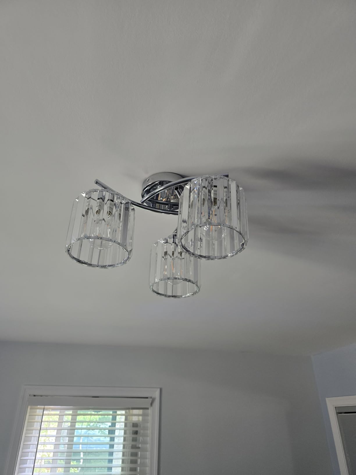 PAUFUL Modern Semi Flush Mount Ceiling Light,3-Light Golden Crystal Close to Ceiling Light Fixtures,Kitchen Light Fixtures with Clear Crystal Shade,Hallway Light Fixtures for Hallway Bedroom Bathroom customer photo 1