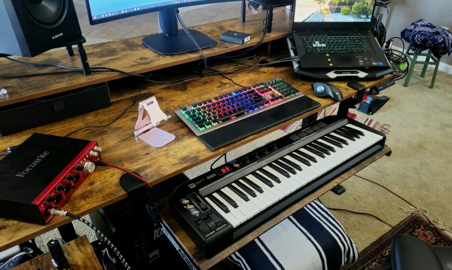 AX WABER Keyboard Tray Under Desk Pull Out with Extra Sturdy Adjustable C Clamp Mount System, 27.3 (32.5 inch Including Clamps) x 11 Inch Slide-Out Platform Computer Drawer for Typing, Black,AX01WB01 customer photo 2