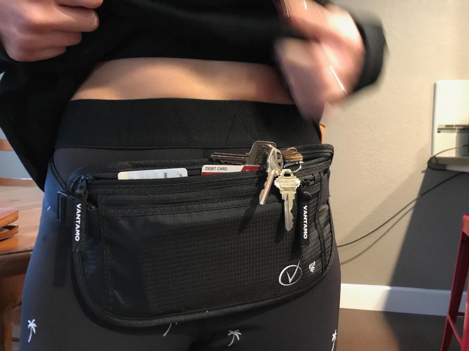 Vantamo Money Belt with RFID For Men & Women, Hidden Passport Holder for Travel, 2 Compartment Travel Fanny Pack for Women Anti Theft customer photo 2