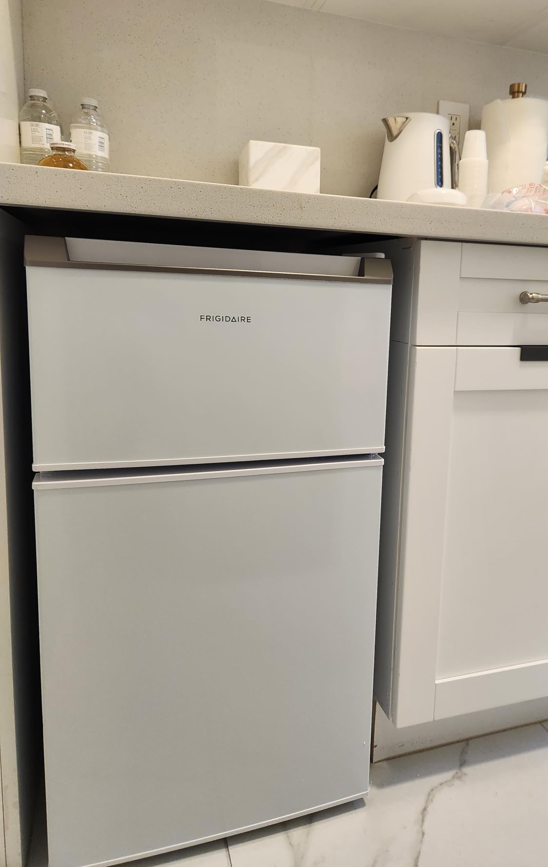 Frigidaire Compact Refrigerator with Top Freezer - 2 Door Fridge with 3.2 Cu Ft, Contemporary Series, Platinum customer photo 1