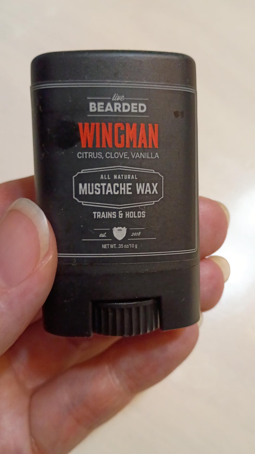 Live Bearded® Mustache Wax Stick, Straight Up, Unscented, 0.35 oz customer photo 1