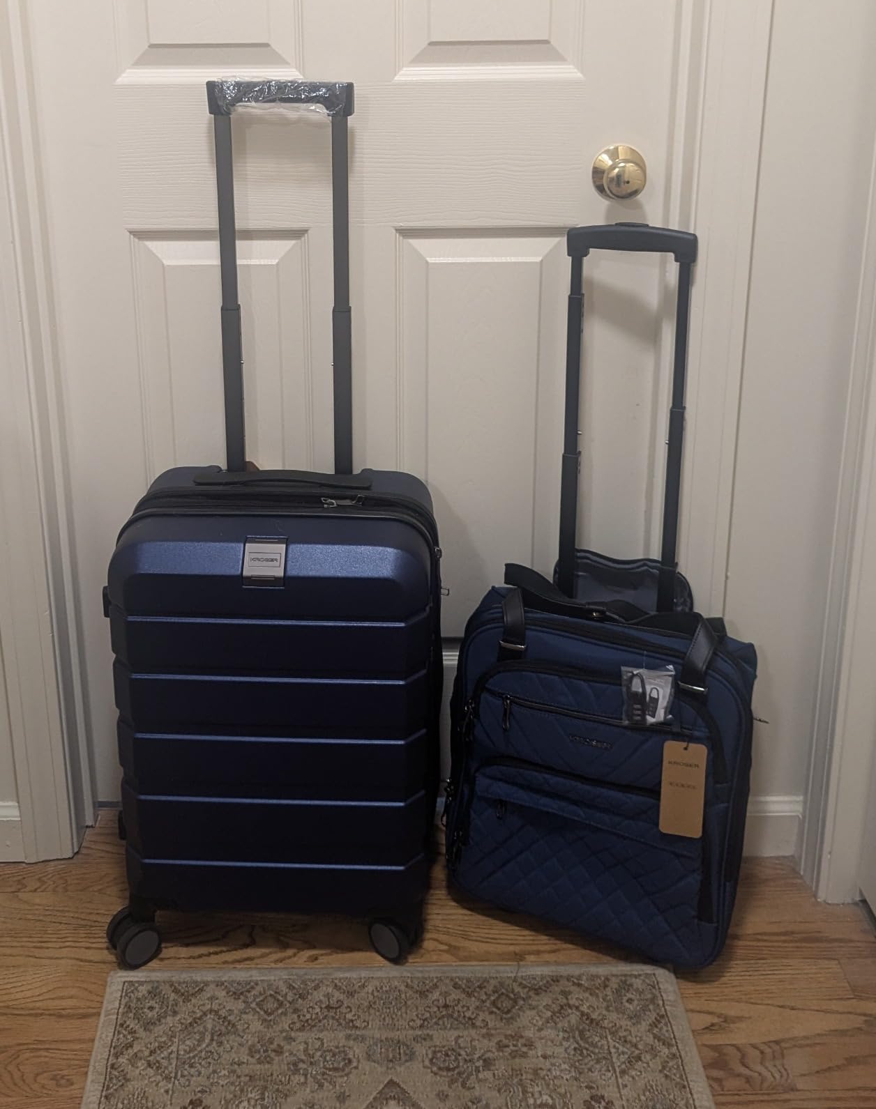 KROSER Carry On Underseat Multi-functional, 16-inch Underseater Lightweight Overnight Suitcase for Women, Navy customer photo 2