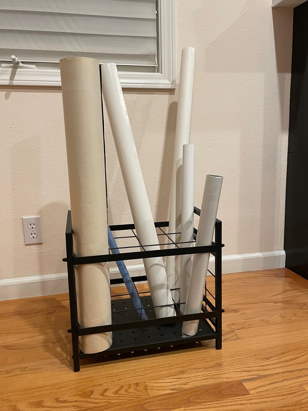 GIOTORENT Blueprint Storage Rack, Blueprint Holder with Wheels, Used for Storing Map/Poster/Blueprint/Architectural Construction Plan, 12 Slots, 2 Brakes, Silent Wheel for Home, Office, School(Black) customer photo 2