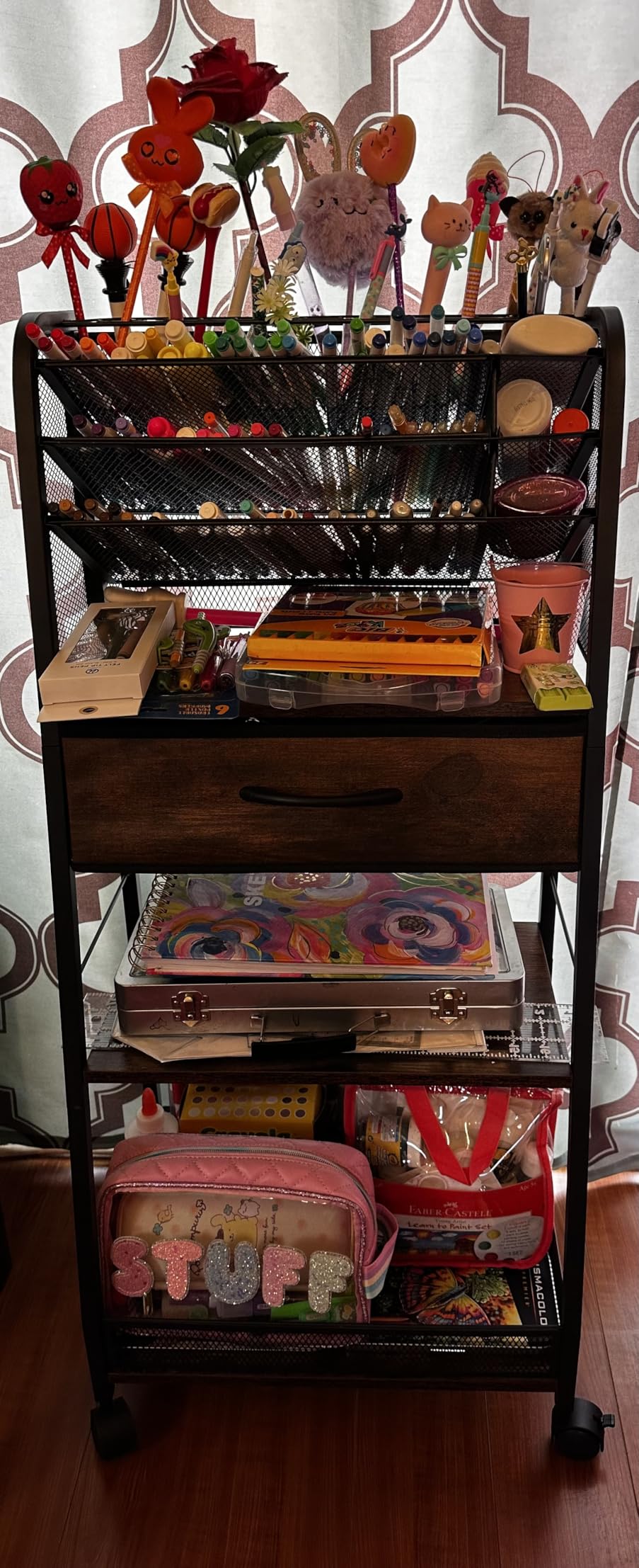 Homsorout 3 Tier Rolling Cart - Metal Utility Cart with Storage Drawer and Wheels, Versatile Art & Craft Organizer for Home, Office, or Studio - Ideal for Storing Brushes, Paints, and Supplies customer photo 1