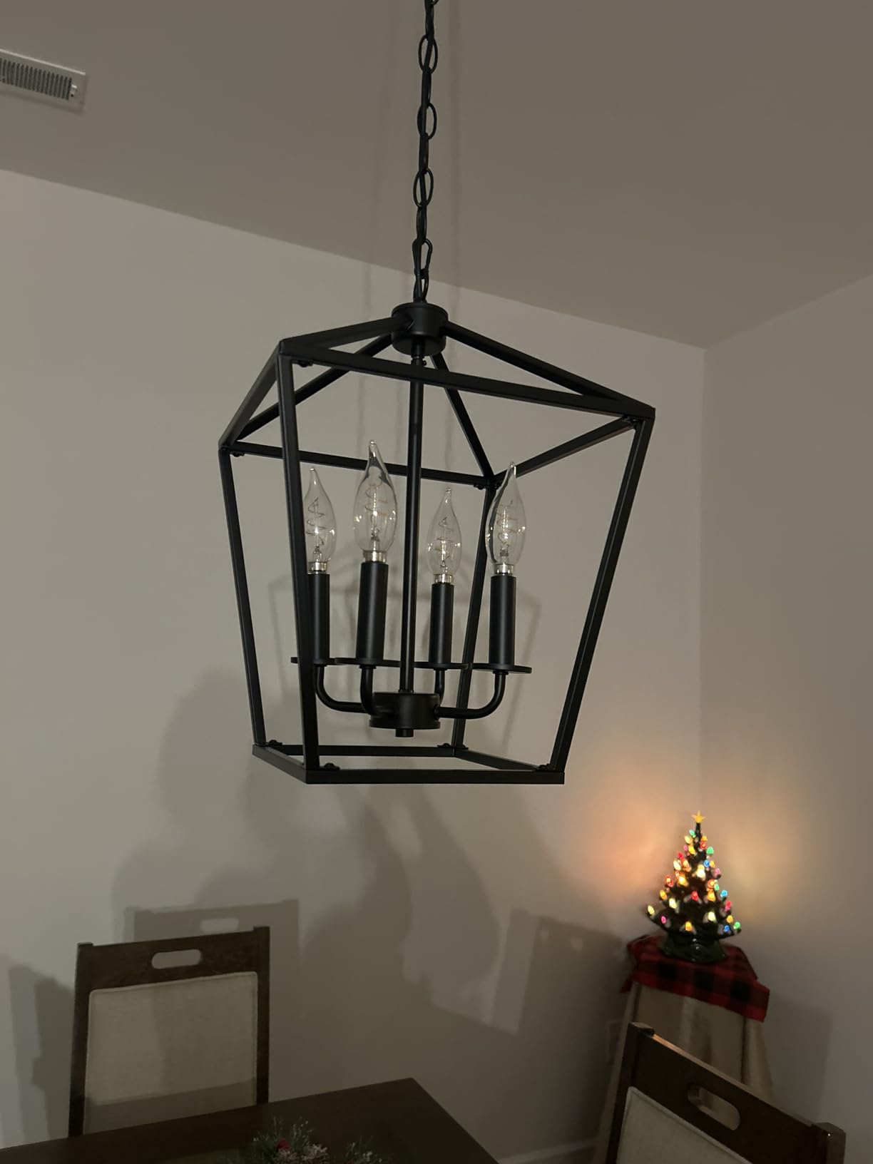 Black Farmhouse Chandelier, 4-Light Foyer Lighting Fixtures for Dining Room customer photo 1
