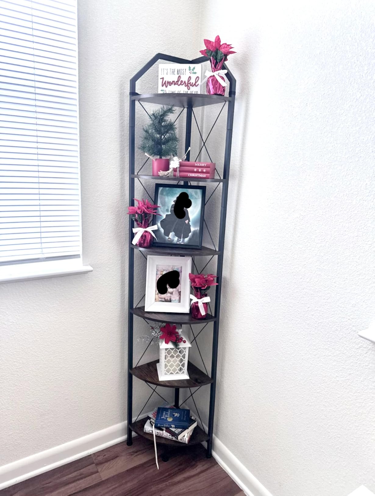 CHOEZON 6-Tier Corner Shelf, Industrial Corner Bookshelf, 71.2