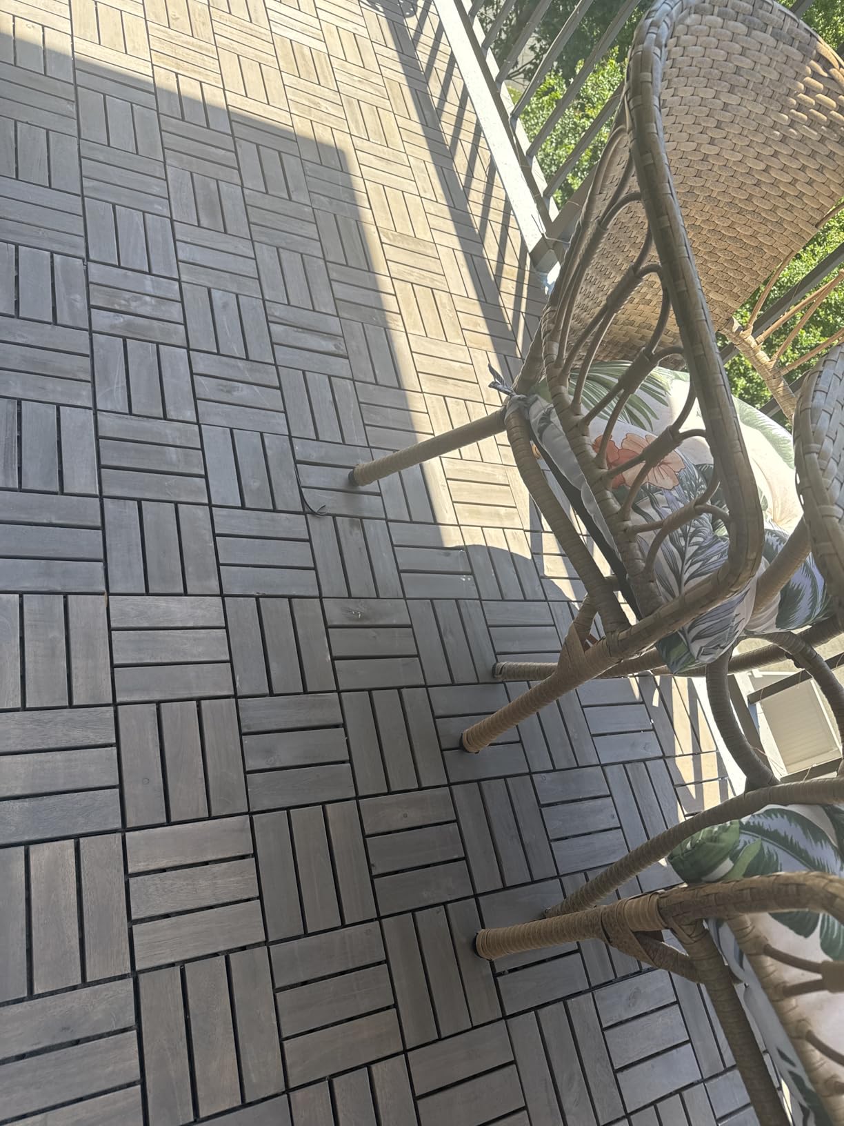 Acacia Wood Interlocking Deck Tiles, Patio & Backyard Tile, 12 in, 9 PCS customer photo 2