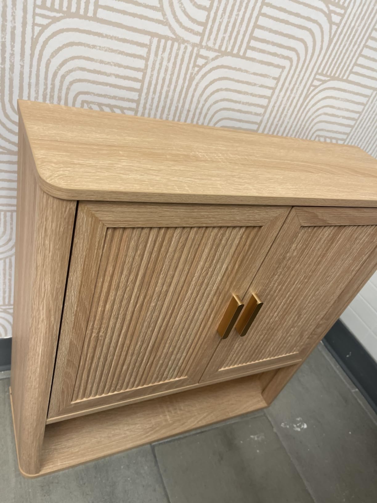 Bathroom Wall Storage Cabinet, Medicine Cabinet with Adjustable Wood Shelf & Doors, Over the Toilet Storage Cabinet Above Toilet Storage for Laundry Room & Living Room Kitchen Storage Islands (Oak) customer photo 2