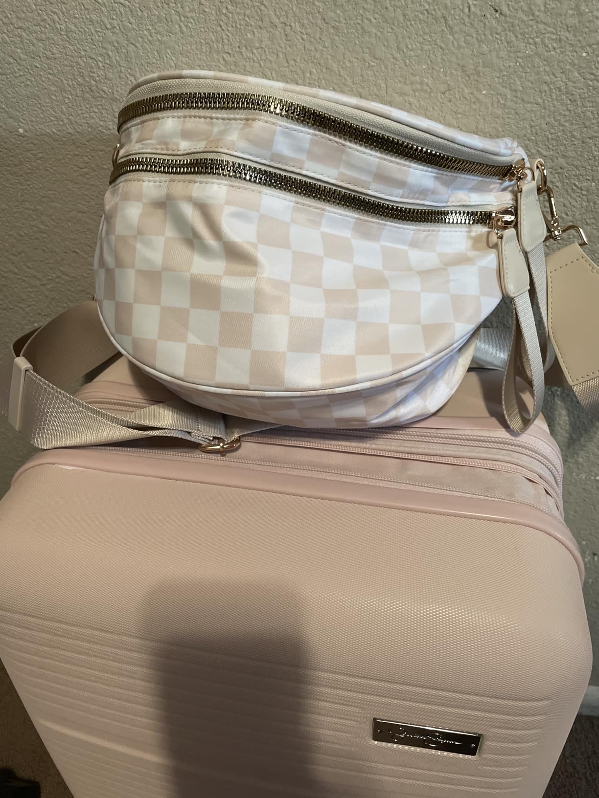 FEIBOON Spacious Checkered Nylon Crossbody Bag Bum Bag Handbags for Women customer photo 1