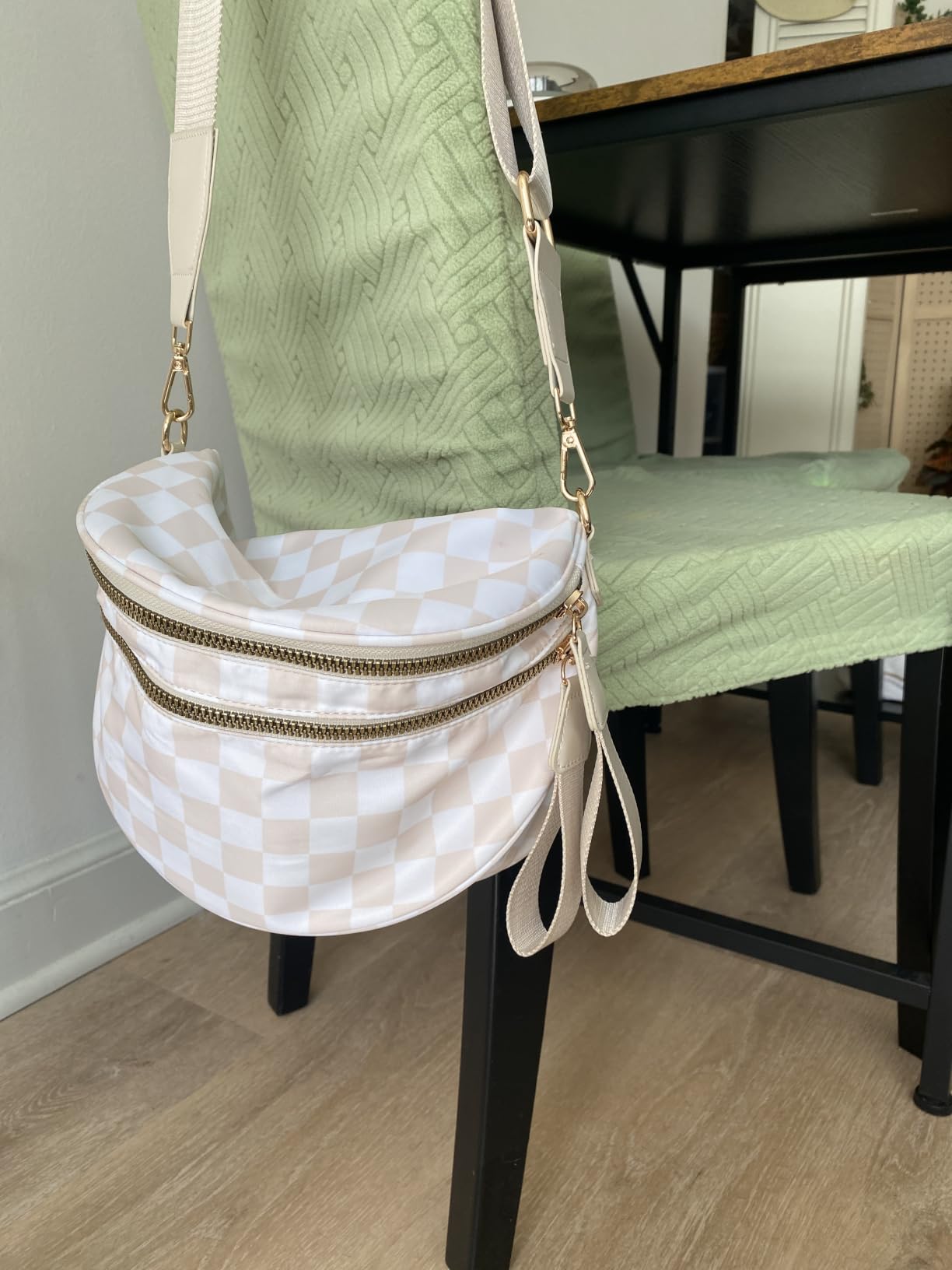 FEIBOON Spacious Checkered Nylon Crossbody Bag Bum Bag Handbags for Women customer photo 2