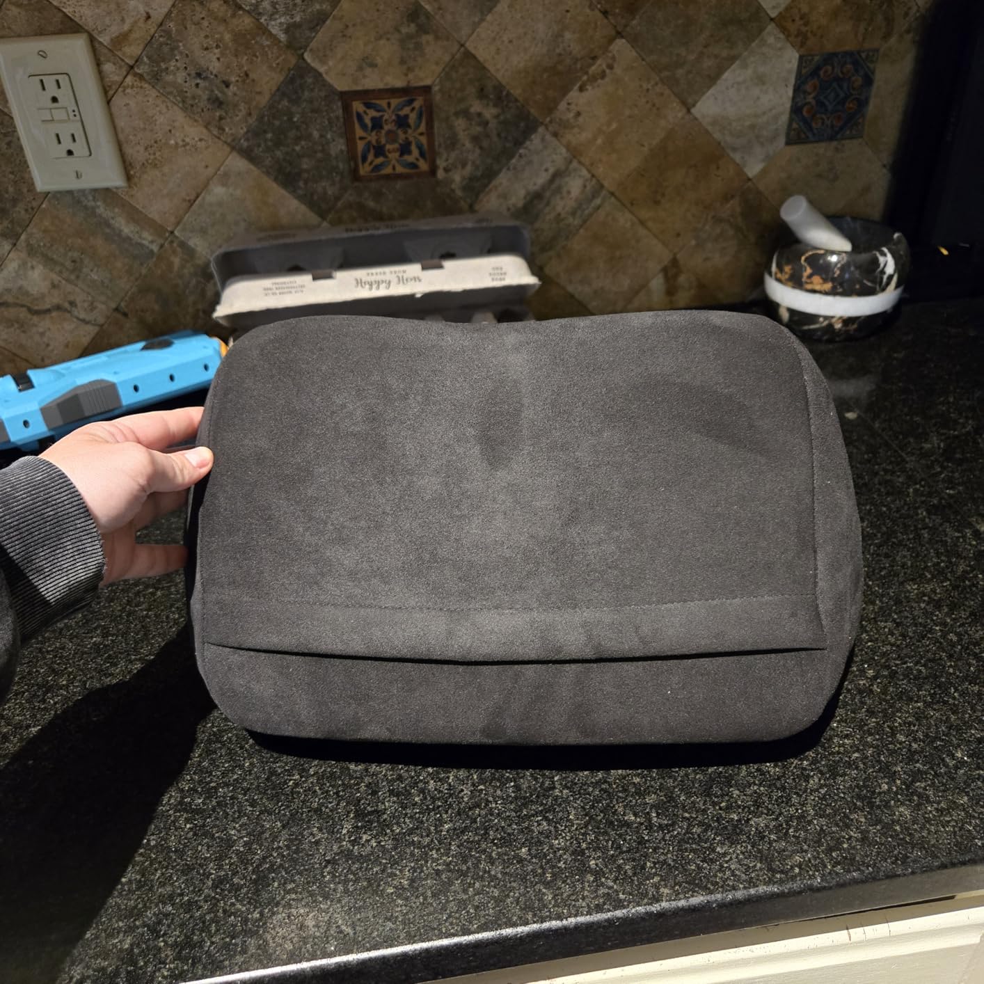 Lumbar Support Pillow,Back Pain Relief Cushion,fits tightly around the waist,Memory Foam,Skin-friendly Suede Fabric,fit Car Drive,Office chair,Rest seat,Improve Posture,Portable,15.5''Lx 8.7''H customer photo 1