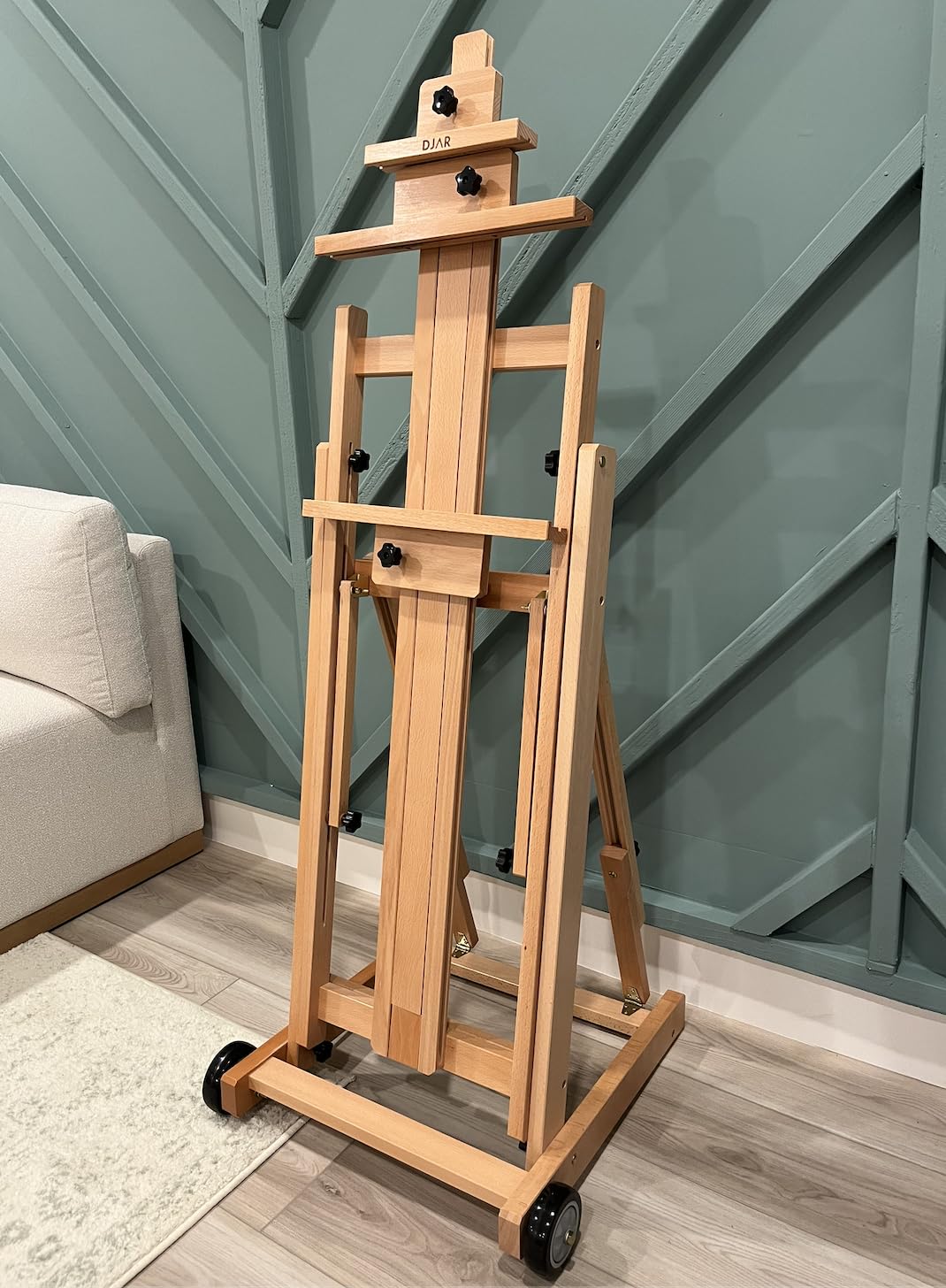 DJAR Large H-Frame Painting Easel for Adults, Solid Beech Wood, Natural customer photo 1