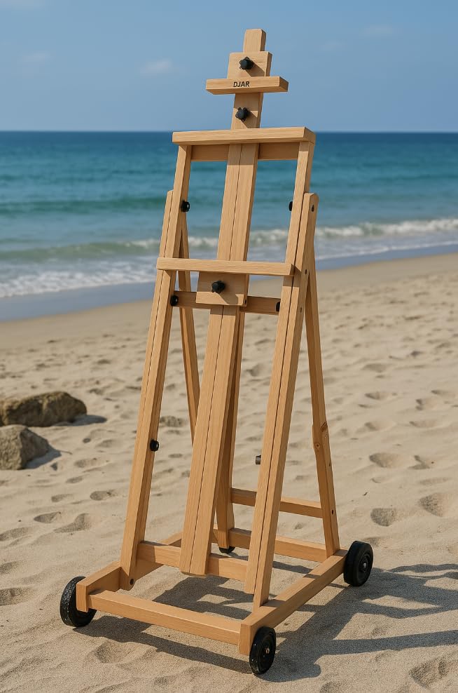 DJAR Large H-Frame Painting Easel for Adults, Solid Beech Wood, Natural customer photo 2