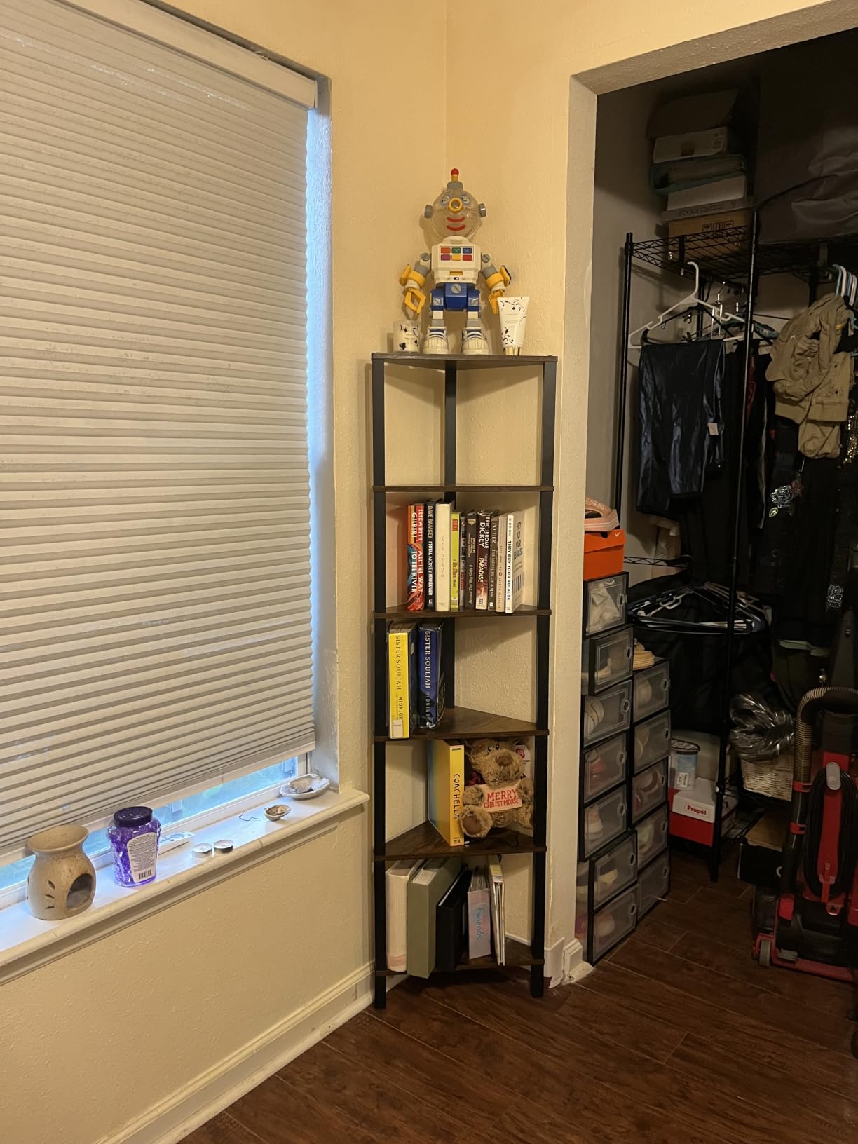 TUTOTAK 6-Tier Corner Bookshelf with LED Light, Corner Shelf customer photo 2