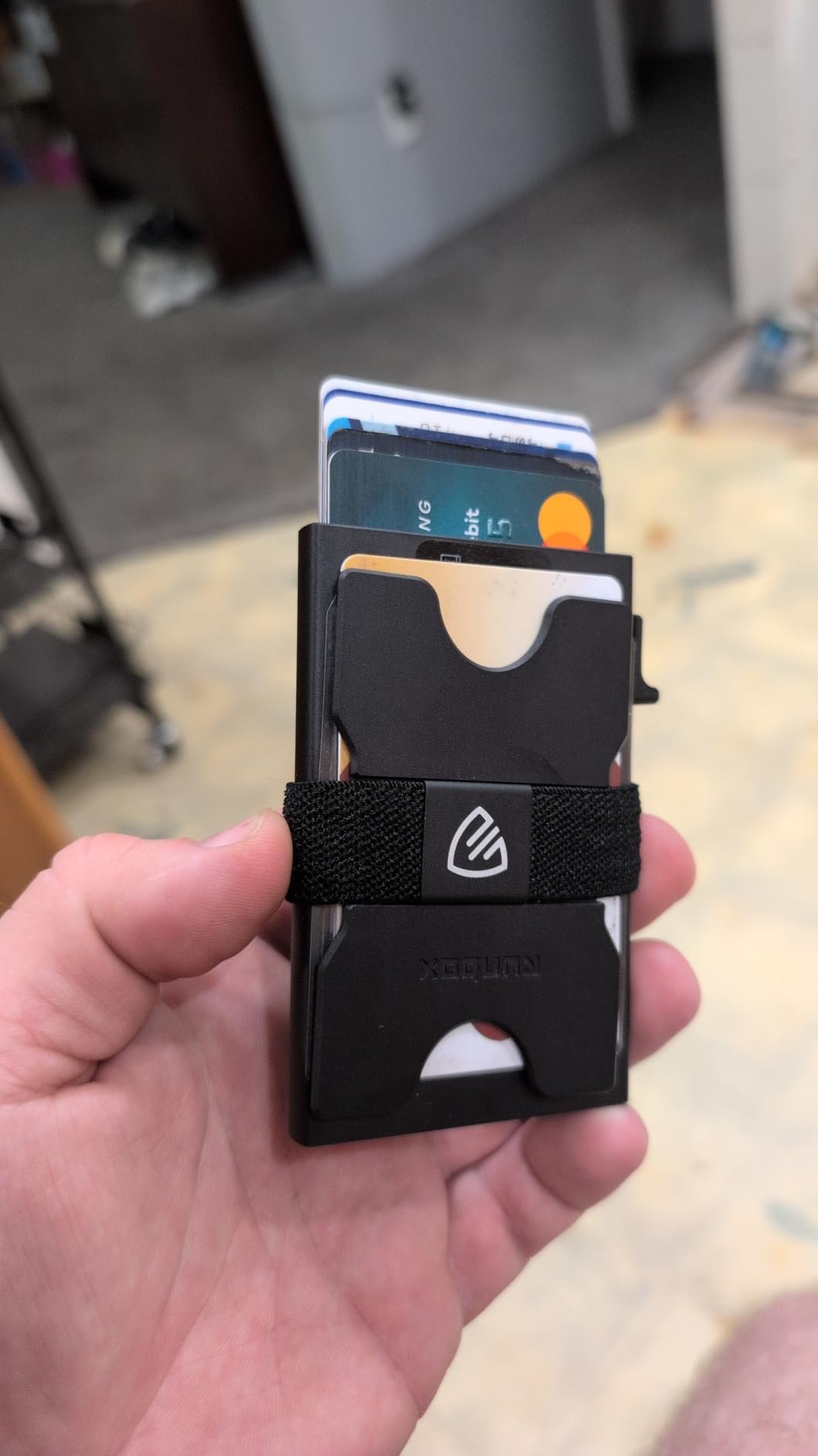 RUNBOX Slim Wallet for Men, RFID Aluminum Pop-Up Card Holder for 12 Cards customer photo 2