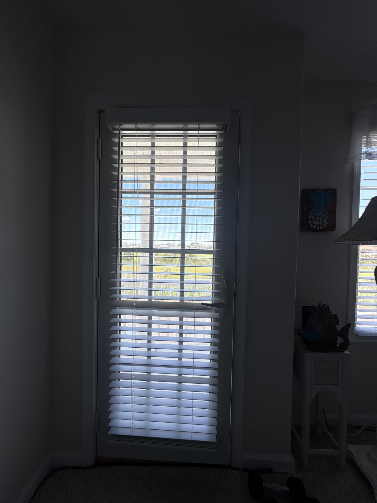 Blinds House Solution, Custom Made 2 Inch Faux Wood Cordless Horizontal Window Blinds for Doors, Ghost White/Snow White, Outside Mount, (27
