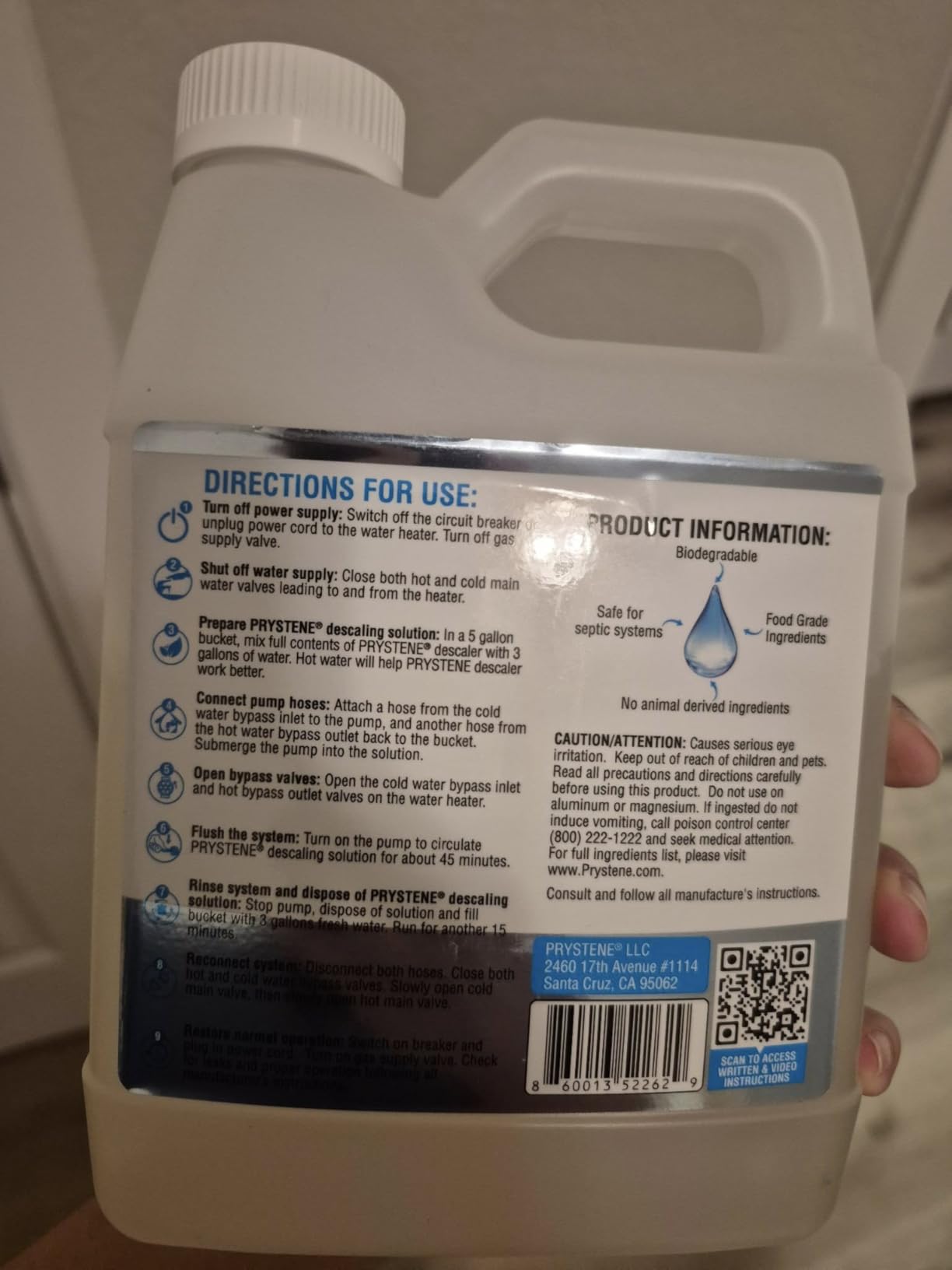 Tankless Water Heater Descaler Liquid 32 Oz - Removes Limescale, Restores Hot Water Pressure and Heating Efficiency - Food Grade Citric and Lactic Acid - Made in USA customer photo 2