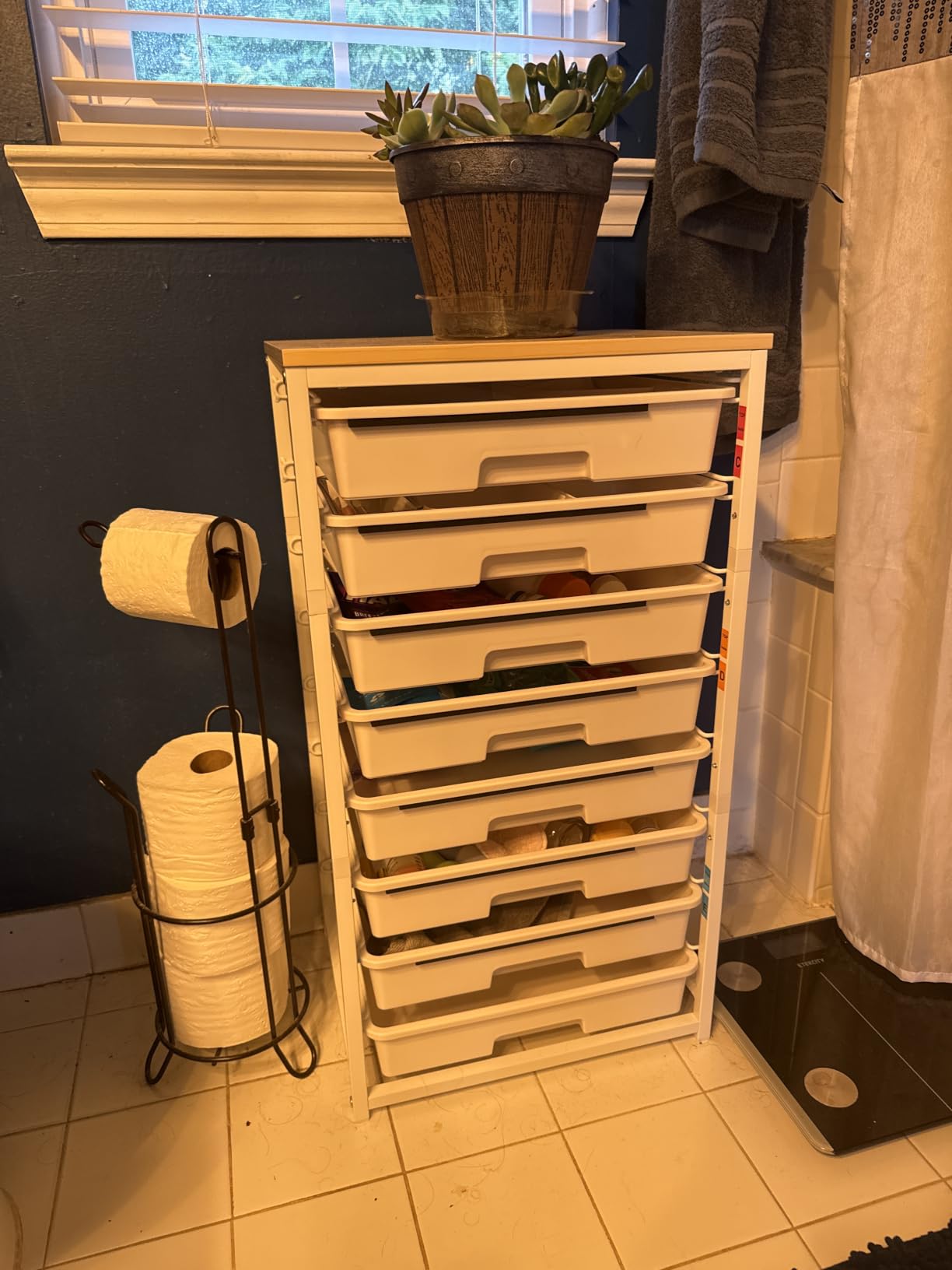 TOOLF Rolling Storage Cart with 8 Drawers,White customer photo 1