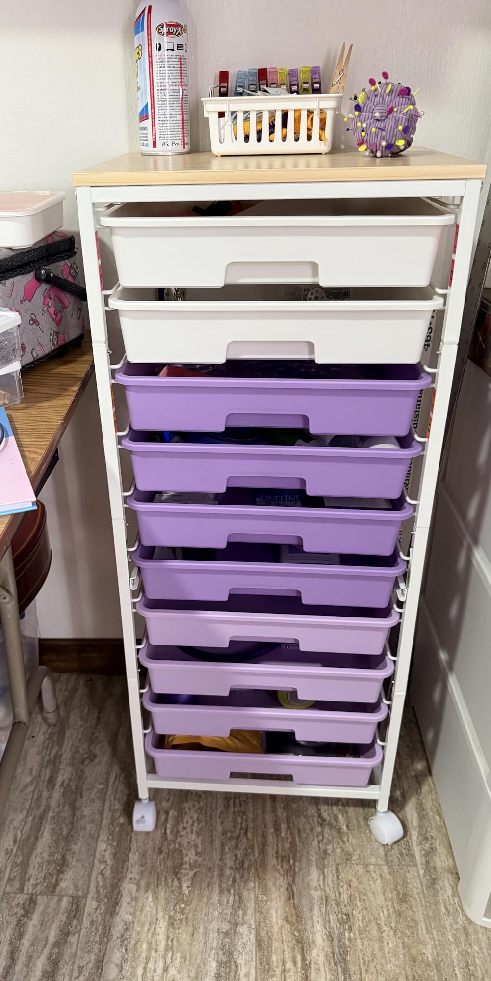 SYKIARIOL 10 Drawer Rolling Cart,Black customer photo 1