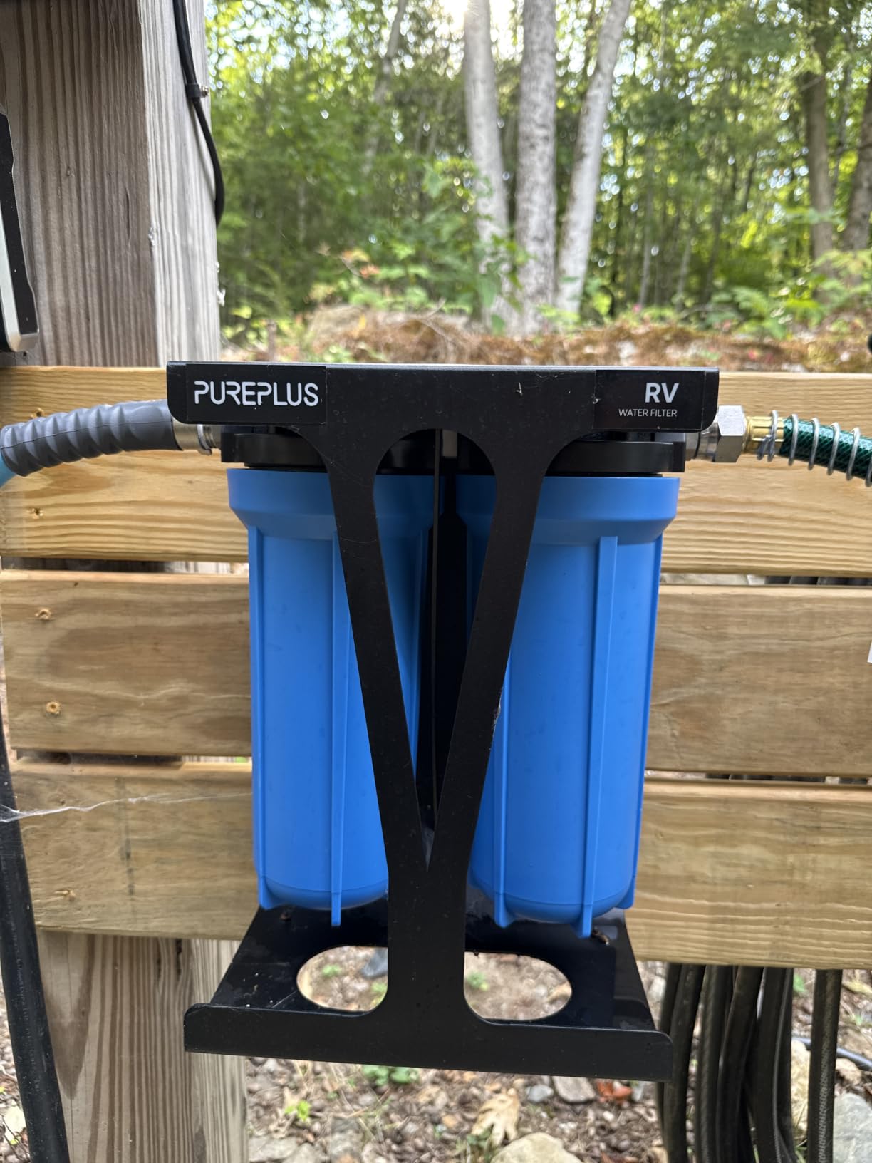 PUREPLUS RV Dual Stage Water Filter System, Includes Two Cartridges and Mounting Bracket, NSF/ANSI 42 Certified, Reduces Sediment, Heavy Metals, Chlorine and More, with Stainless Steel 3/4