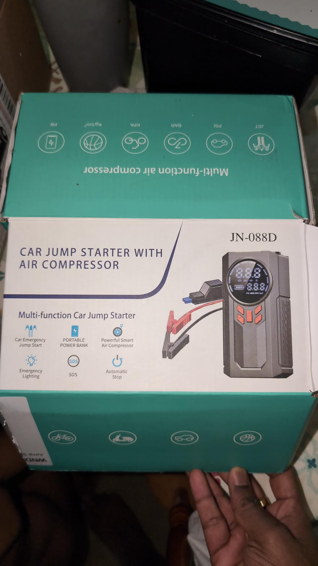 Jump Starter with Air Compressor, 5000A 160PSI Battery Jumper Starter Portable (9.0 Gas/8.0L Diesel), 12V Jump Box Car Battery Jump Starter with Smart Jumper Cables, LED Light, LCD Display customer photo 1