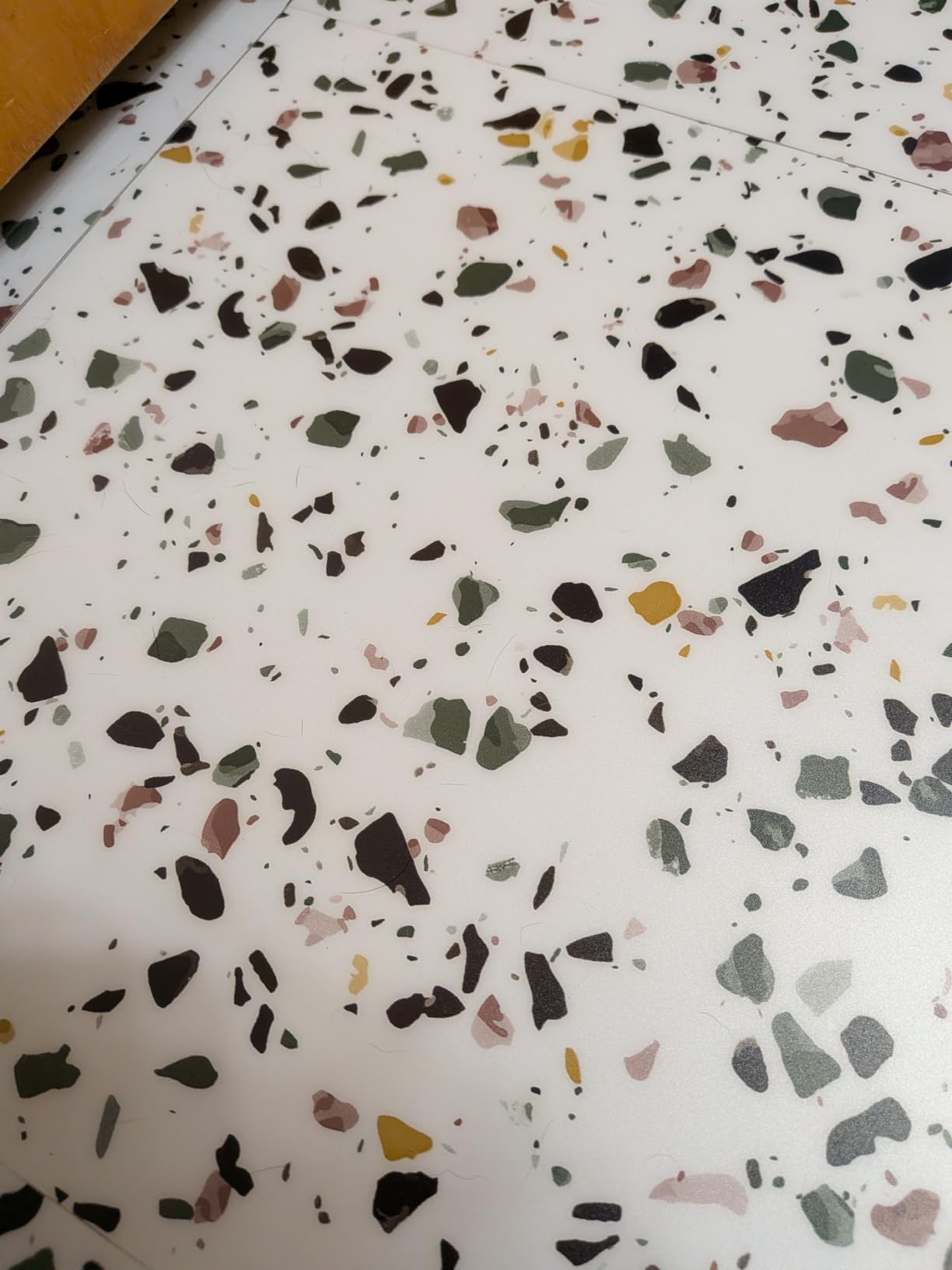 20-Pack 20 Sq.Ft Peel and Stick Floor Tiles Vinyl Matte Pattern Flooring, 12” x 12” Self Adhesive Vinyl Flooring DIY for Kitchen, Bathroom, Laundry, White Terrazzo Marble customer photo 2