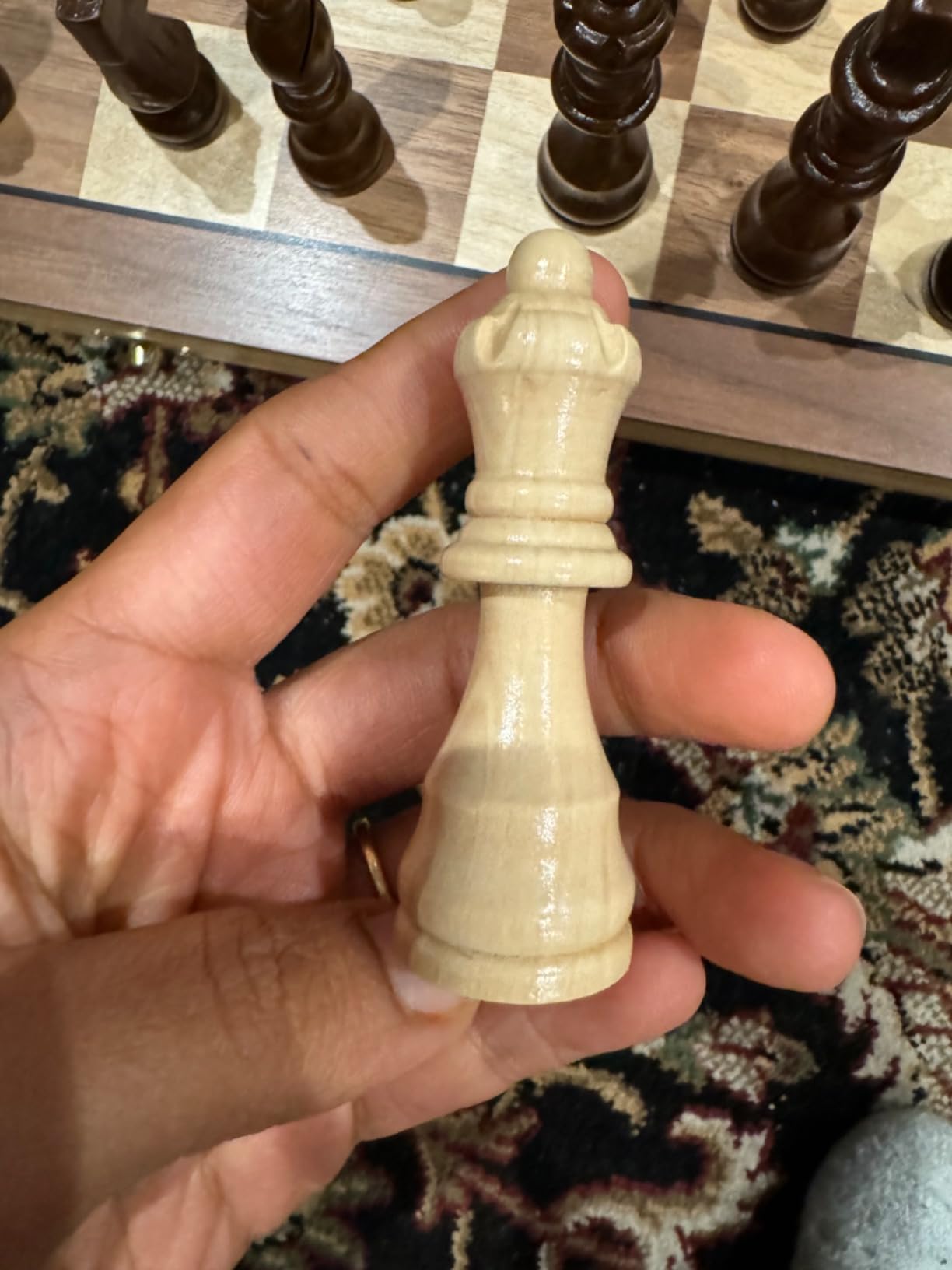 17 Inch Large Chess Set for Adults & Kids, Foldable Wooden Chess Board for Kids, Portable Magnetic Chessboard Game for Adults customer photo 1