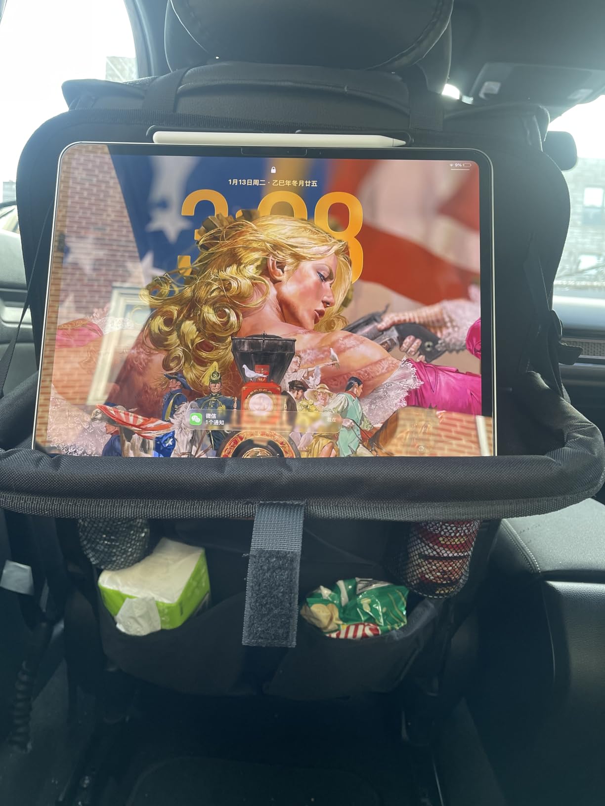 SURDOCA Backseat Car Organizer with Foldable Tray for Kids & Adults – NEW MODEL Seat Storage with Touchable Tablet Pocket, Roadtrip Essentials – Fits Most Vehicles customer photo 2