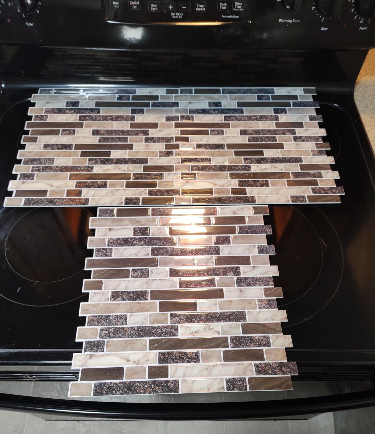 Peel and Stick Backsplash 3D Self Adhesive Wall Tile Brown 10 Sheet customer photo 2
